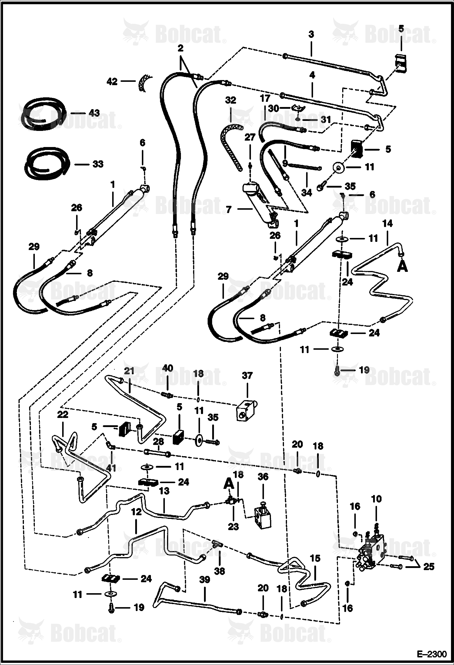 Hydraulic Circuitry (W/O Bucket Positioning Valve)  514712999 & Below, 514911452 & Below