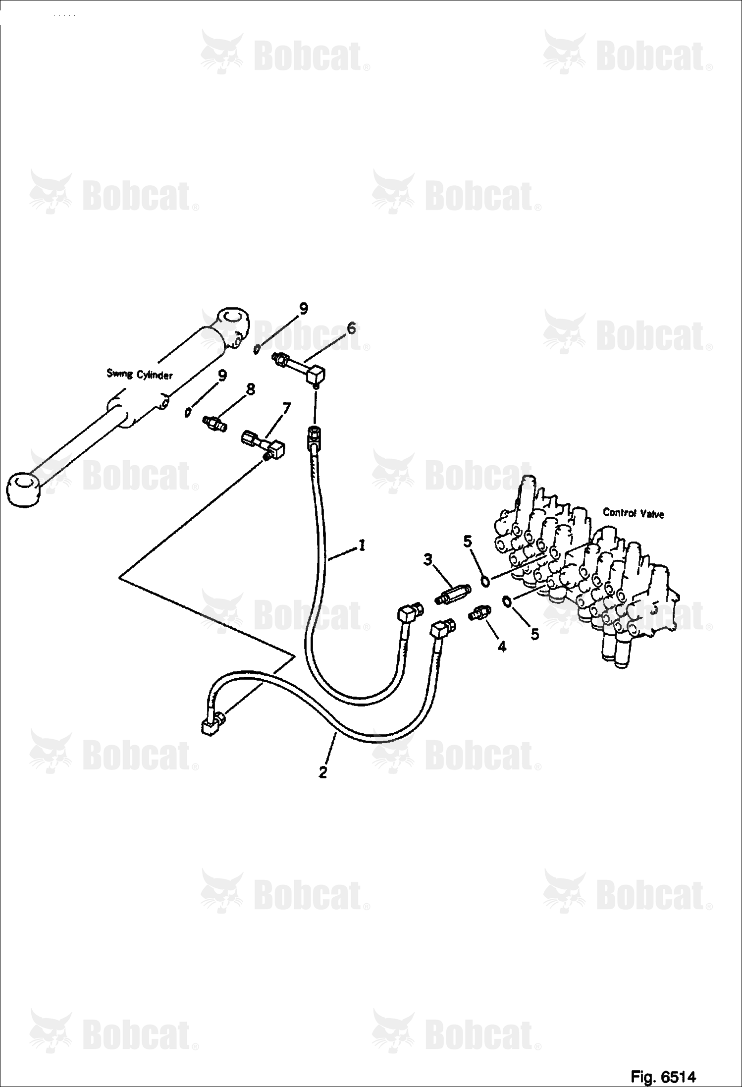 Hydraulic Piping (VALVE TO/FROM Boom Swing CYLINDER)