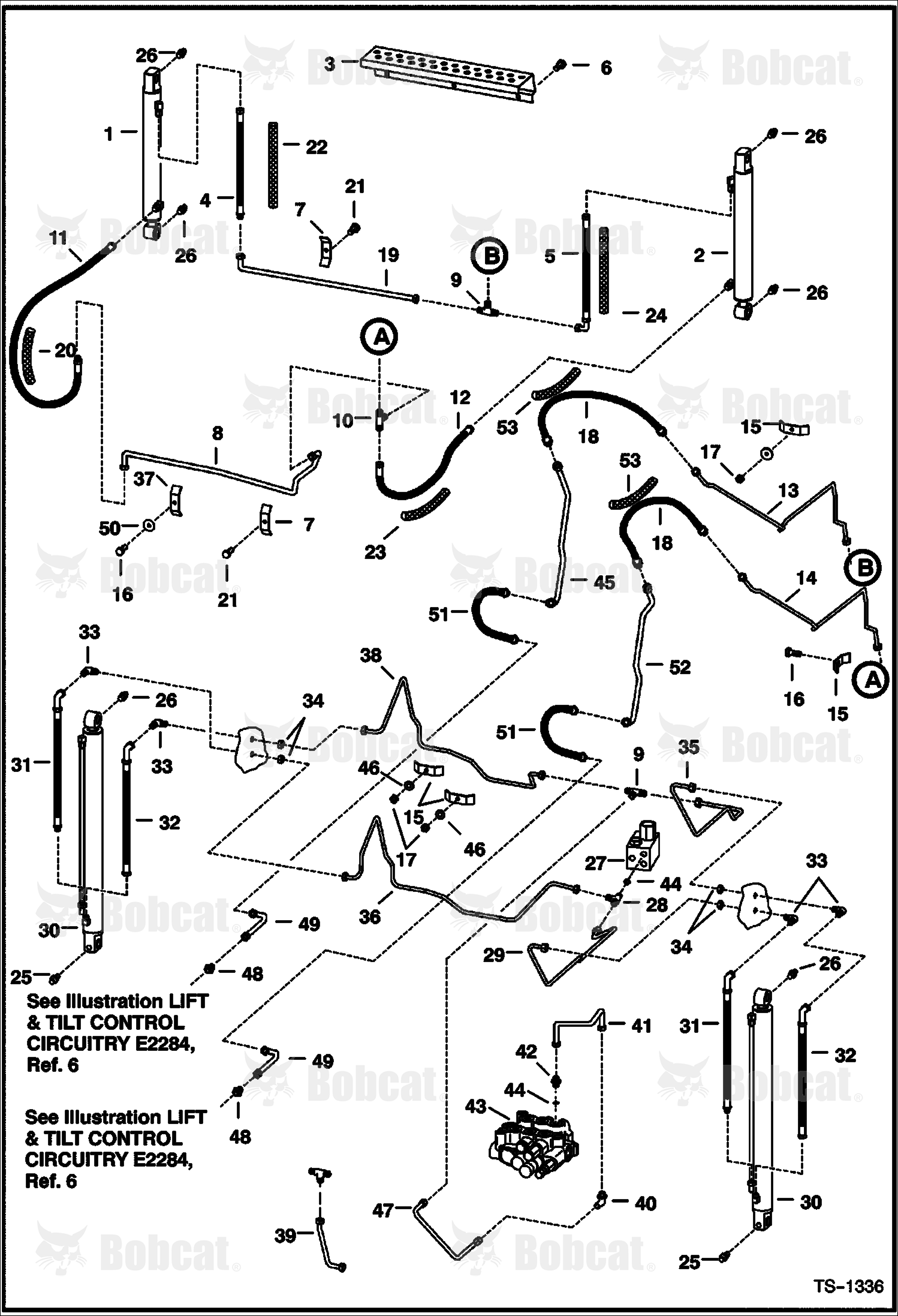 Hydraulic Circuitry (W/O Bucket Positioning Valve) 514111574 - 514112197, 514112199 - 514112234, 514112238, 514112451 - 514121999, 514211214 - 514211263, 514211270 - 514221999