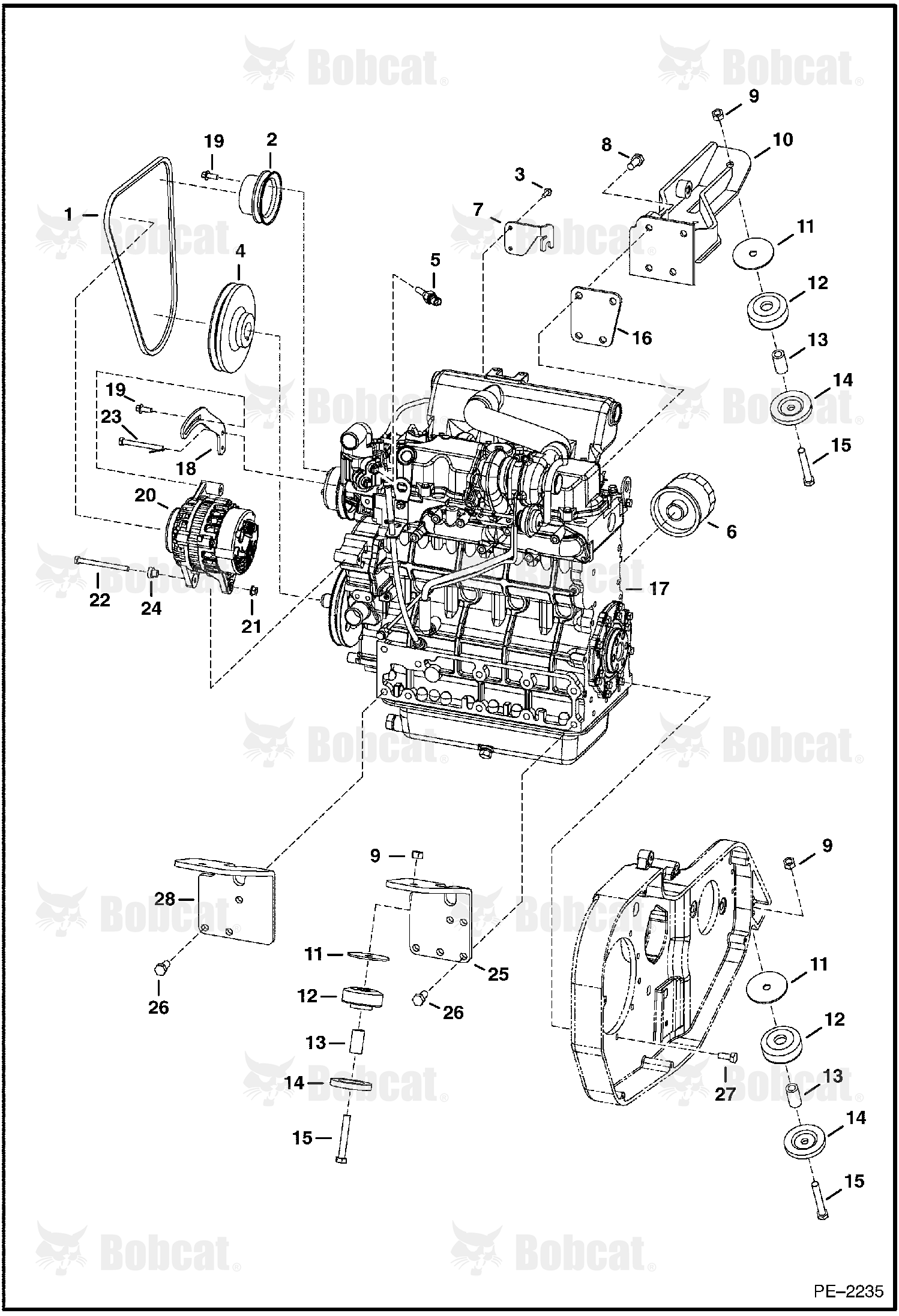 Engine & Attaching Parts (Belt Drive, Alt.) 424811001 & Above