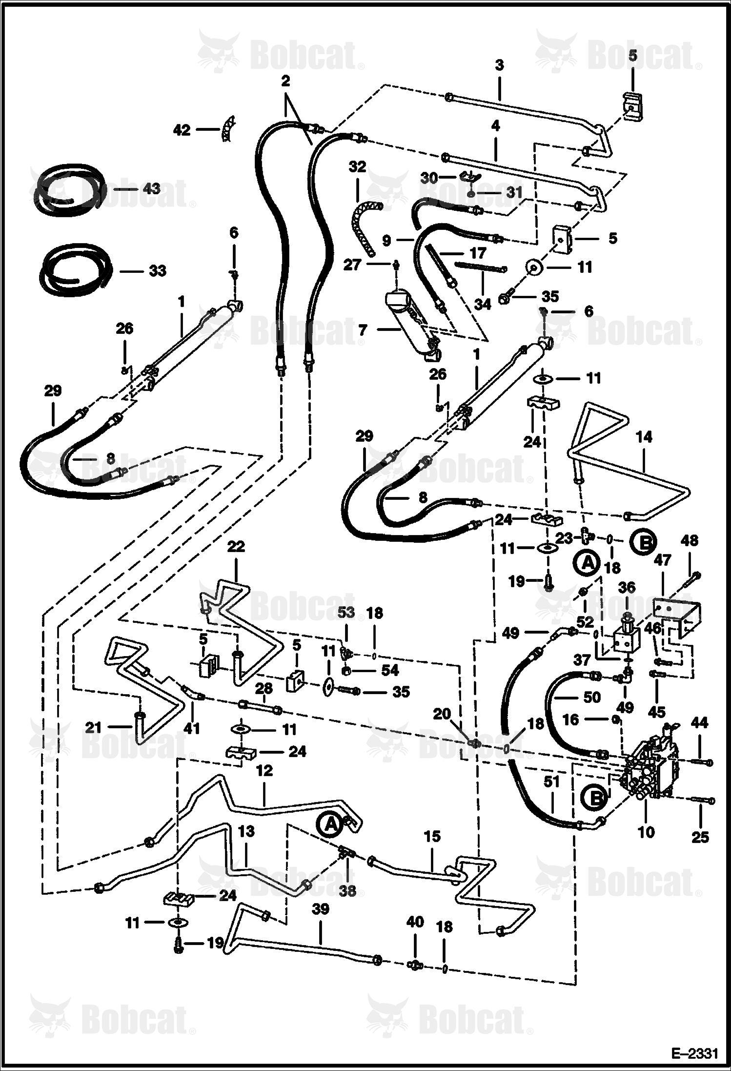 Hydraulic Circuitry (W/O Bucket Positioning Valve) 515830001 - 515840211, 516220001 - 516223851