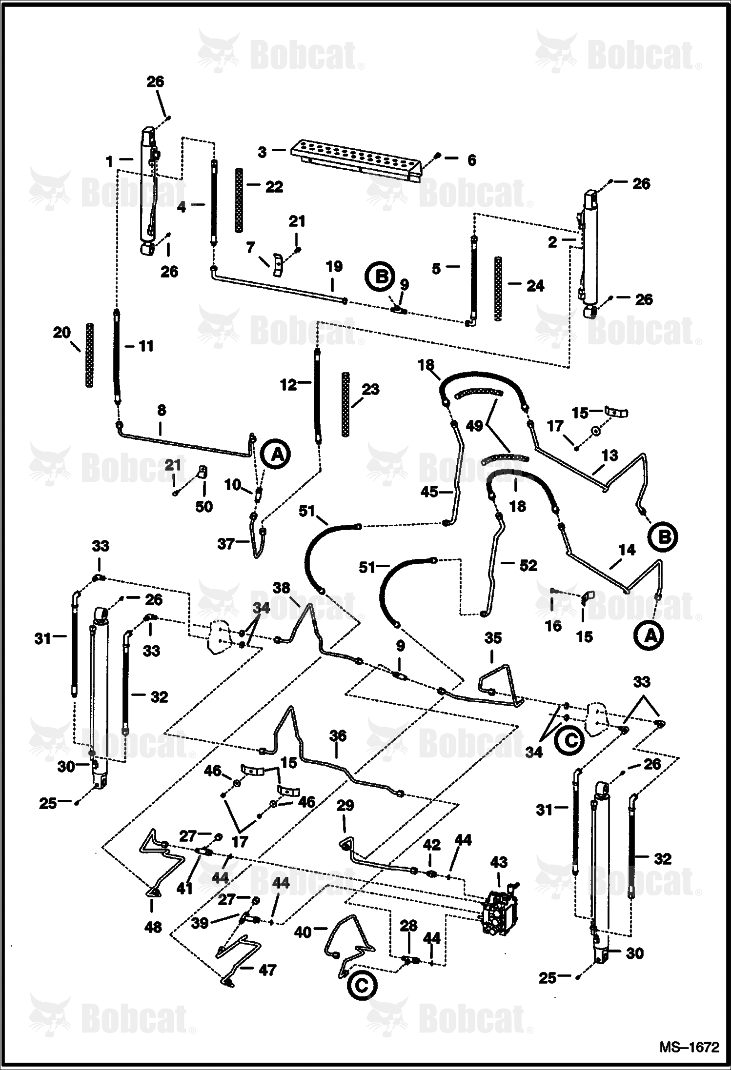 Hydraulic Circuitry (W/O Bucket Positioning Valve)  514127006 - 514139999, 514222393 - 514239999