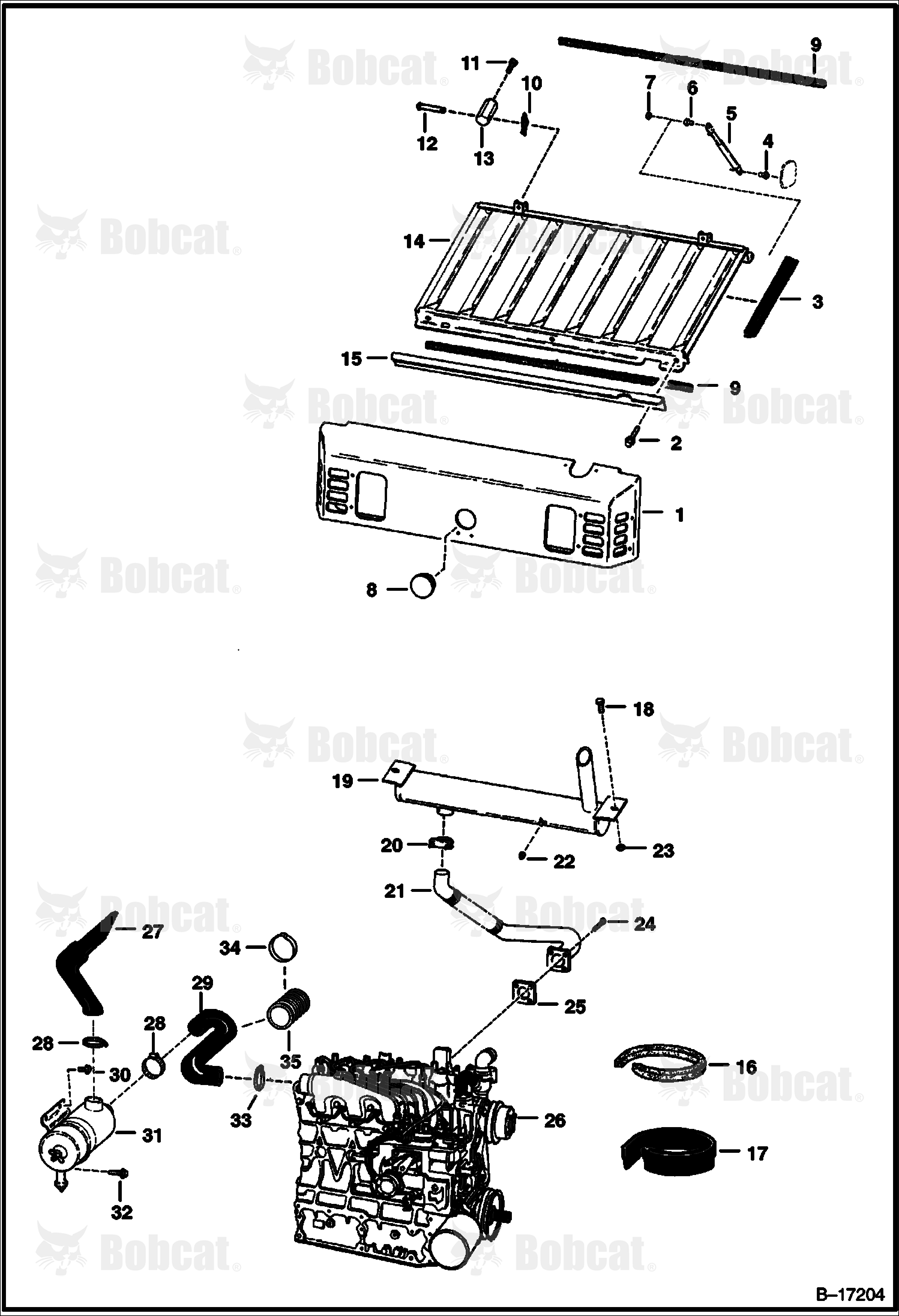 Engine & Attaching Parts (Air Cleaner, Muffler & Grill) (W/B.O.S.S. Option)