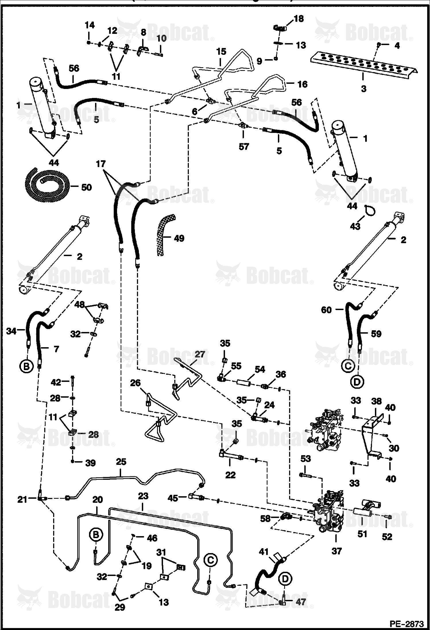 Hydraulic Circuitry (W/O Bucket Positioning Valve)  527513000 & Above, 527613000 & Above