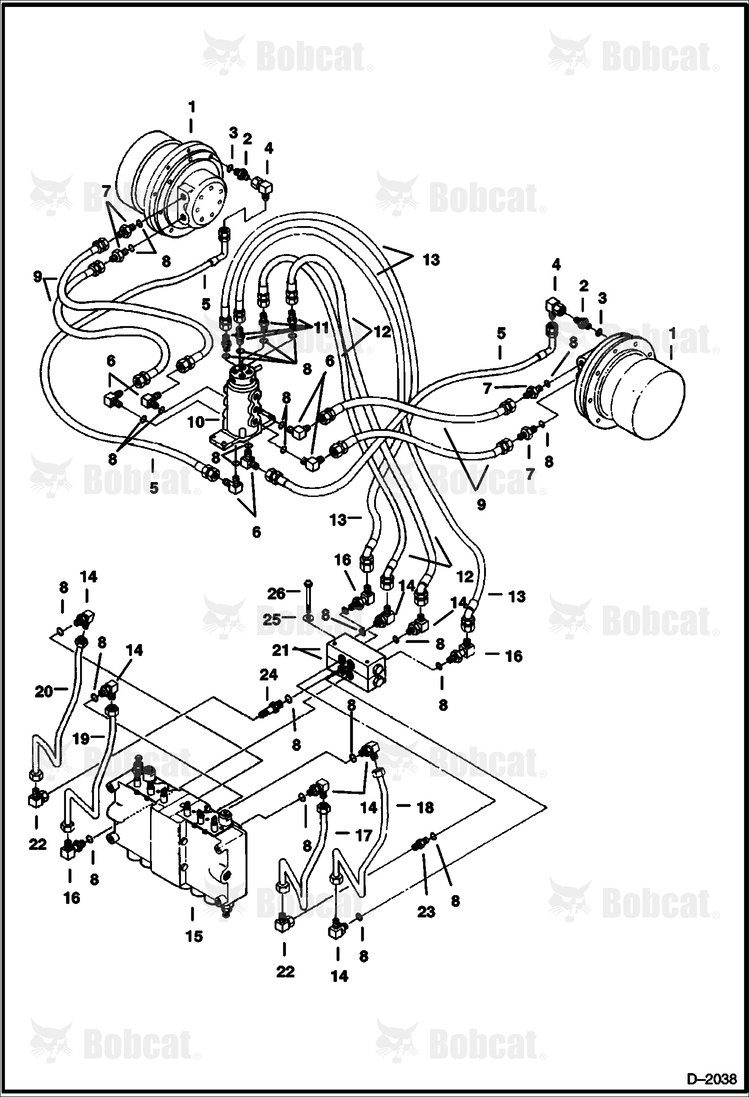 Hydraulic Circuitry (Valve to Travel Motors) (W/O Brake)  508212001 - 508212285