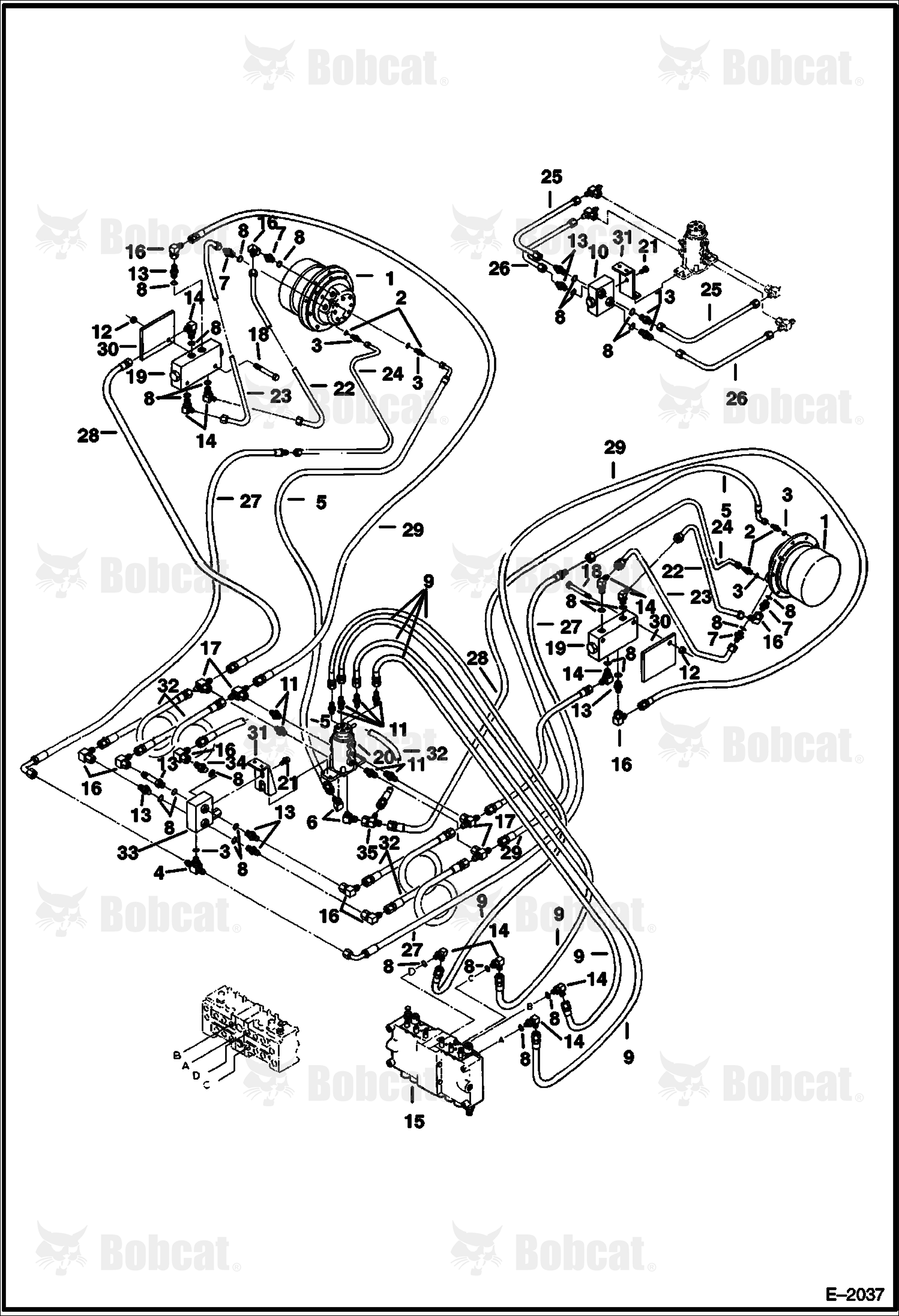 Hydraulic Circuitry (Valve to Travel Motors) (With Brake) 508212286 - 508212929