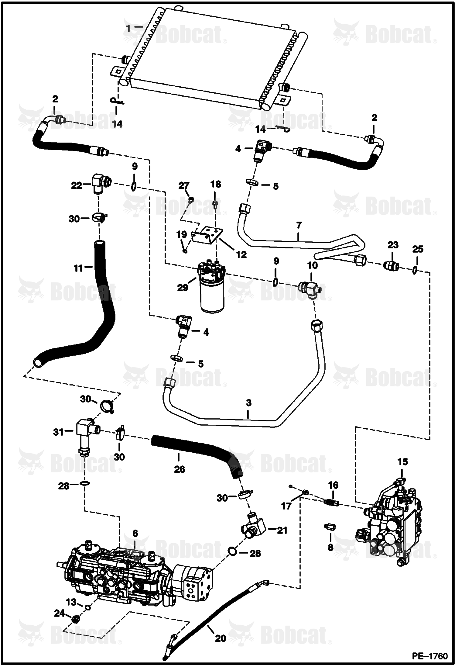 Hydrostatic Circuitry (W/Cooler) 521313912 & Below, 521411180 & Below, 521512099 & Below, 521611029 & Below