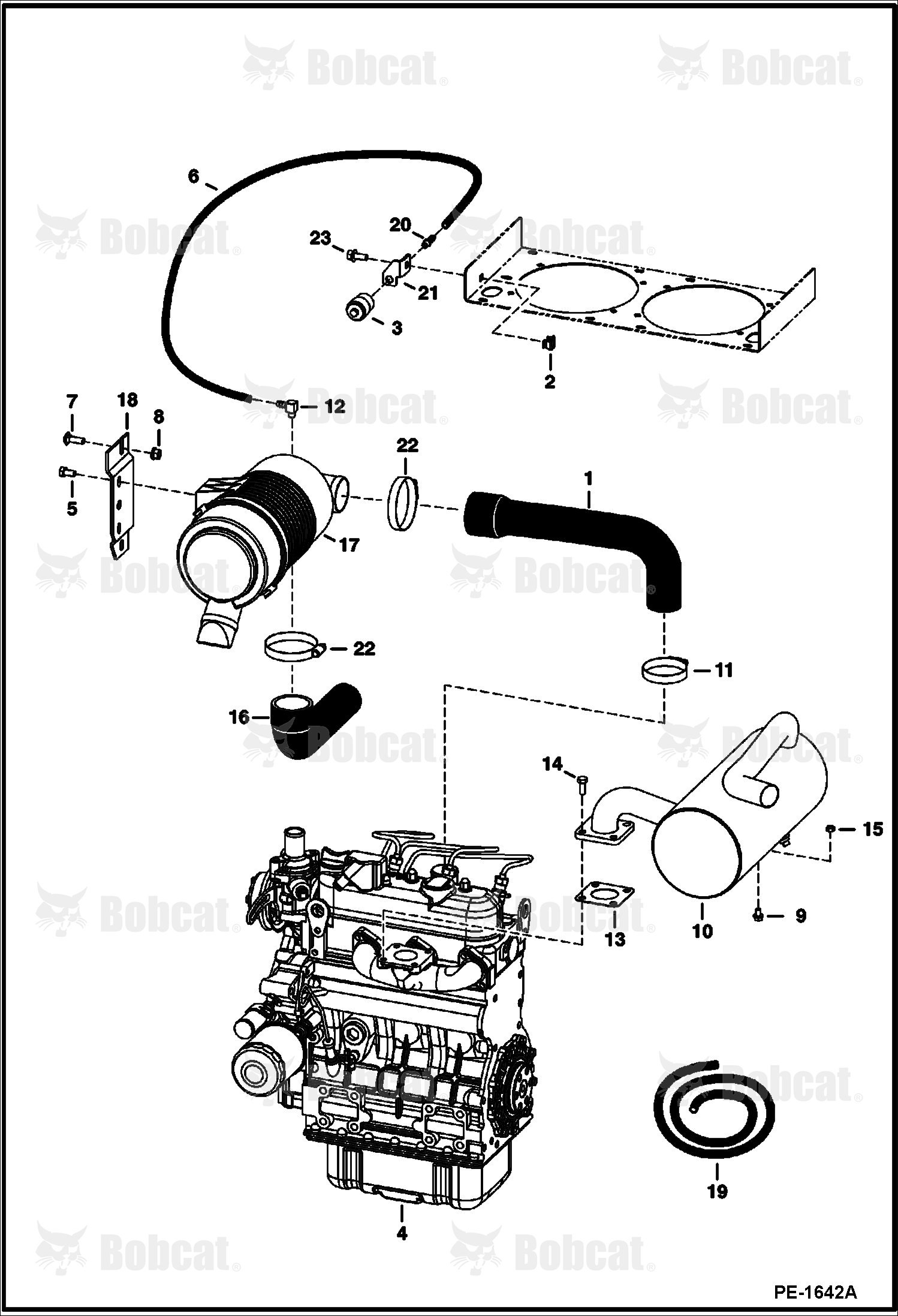 Engine & Attaching Parts (Intake & Exhaust) (Kubota-D1005-E3B-BC-3)(Tier IV Replacement)