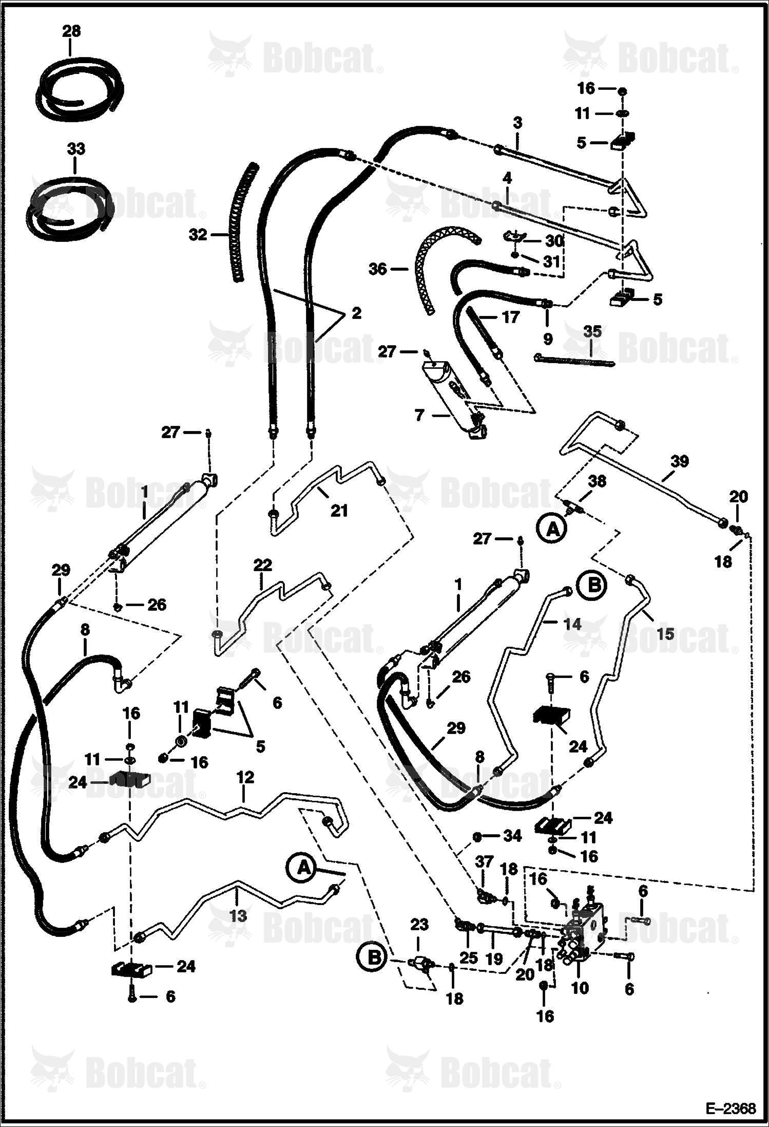 Hydraulic Circuitry (W/O Bucket Positioning Valve) 509640660 & Above, 509616542 - 509634999