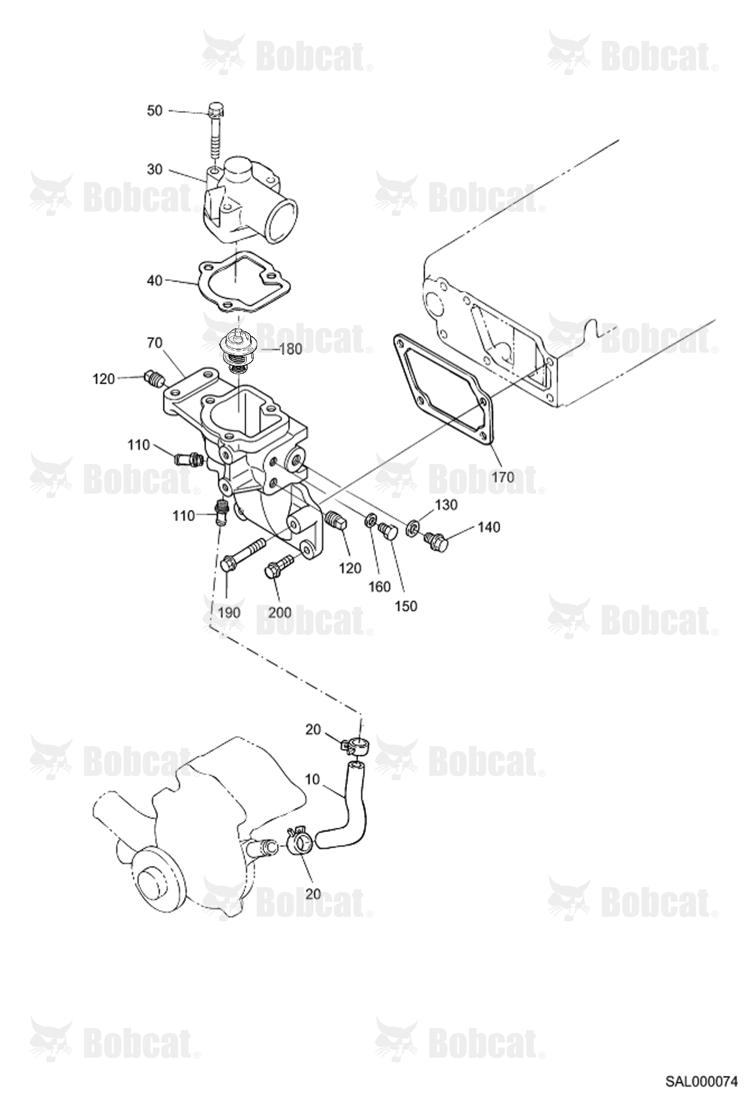 Water Flange and Thermostat