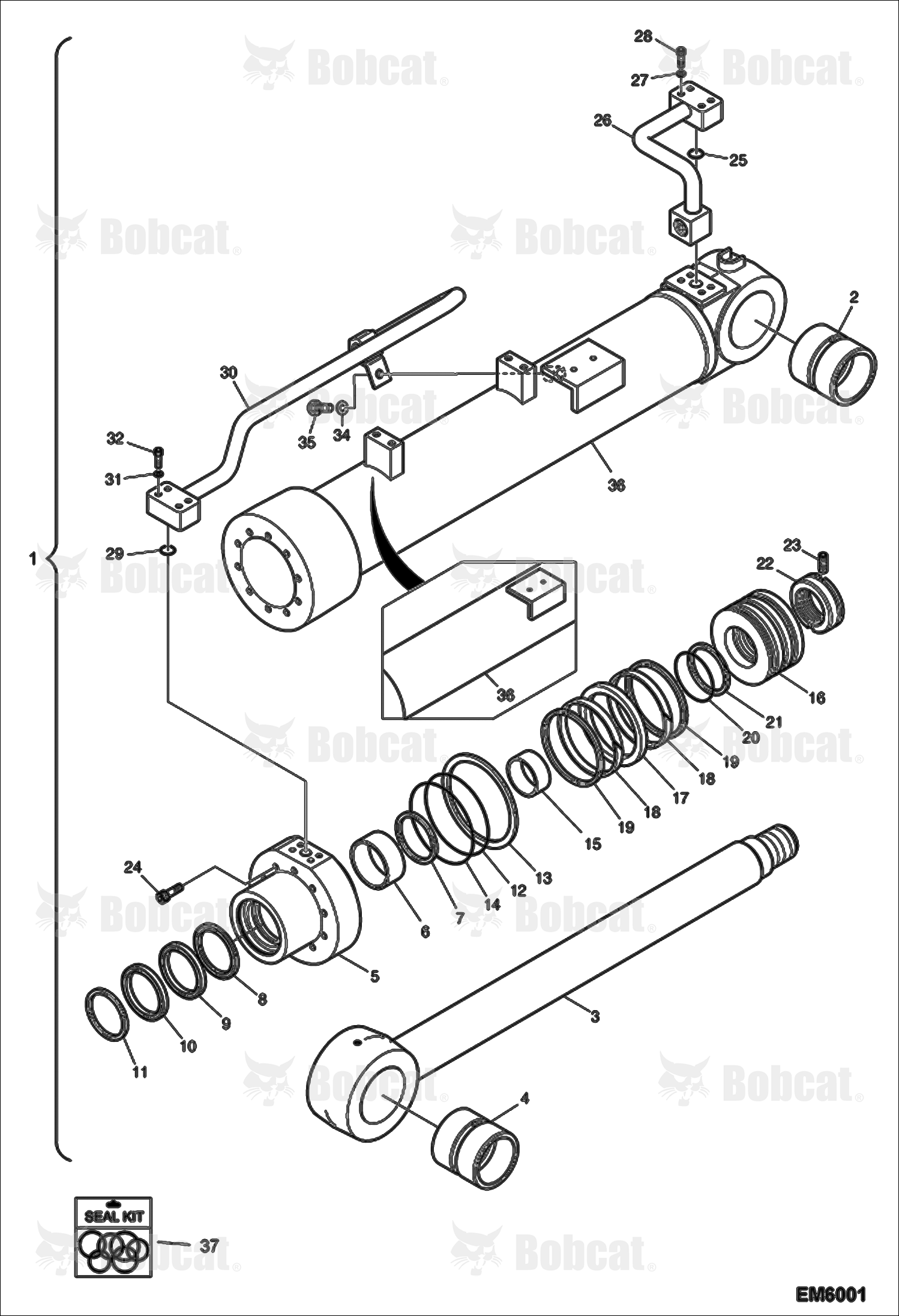 Boom Cylinder (W/Lock Valve) AETB11577 & Above, AET311577 & Above