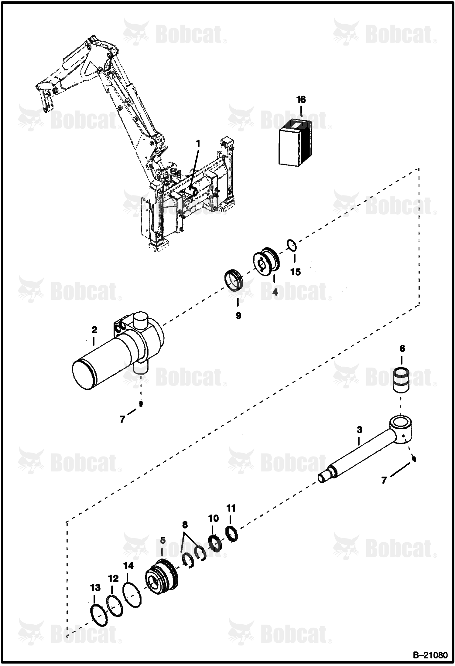 Swing Cylinder (B250) (Upper) (Side Shift Backhoe)