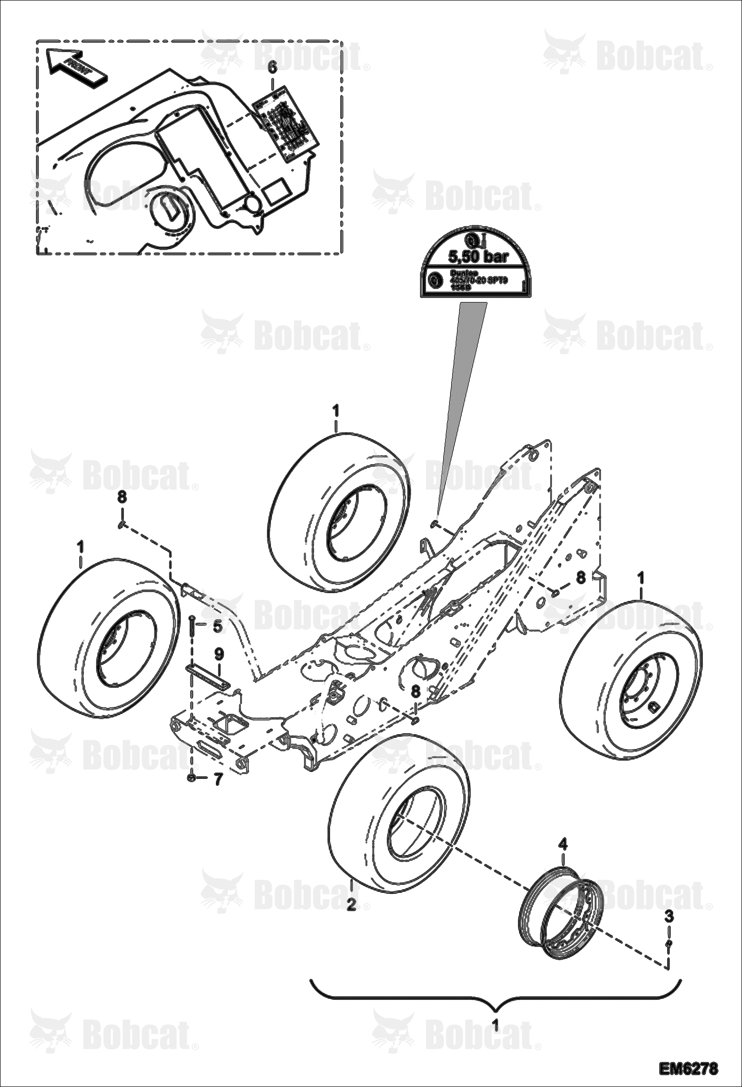 Wheels (Dunlop 405/70-R20 SPT9)