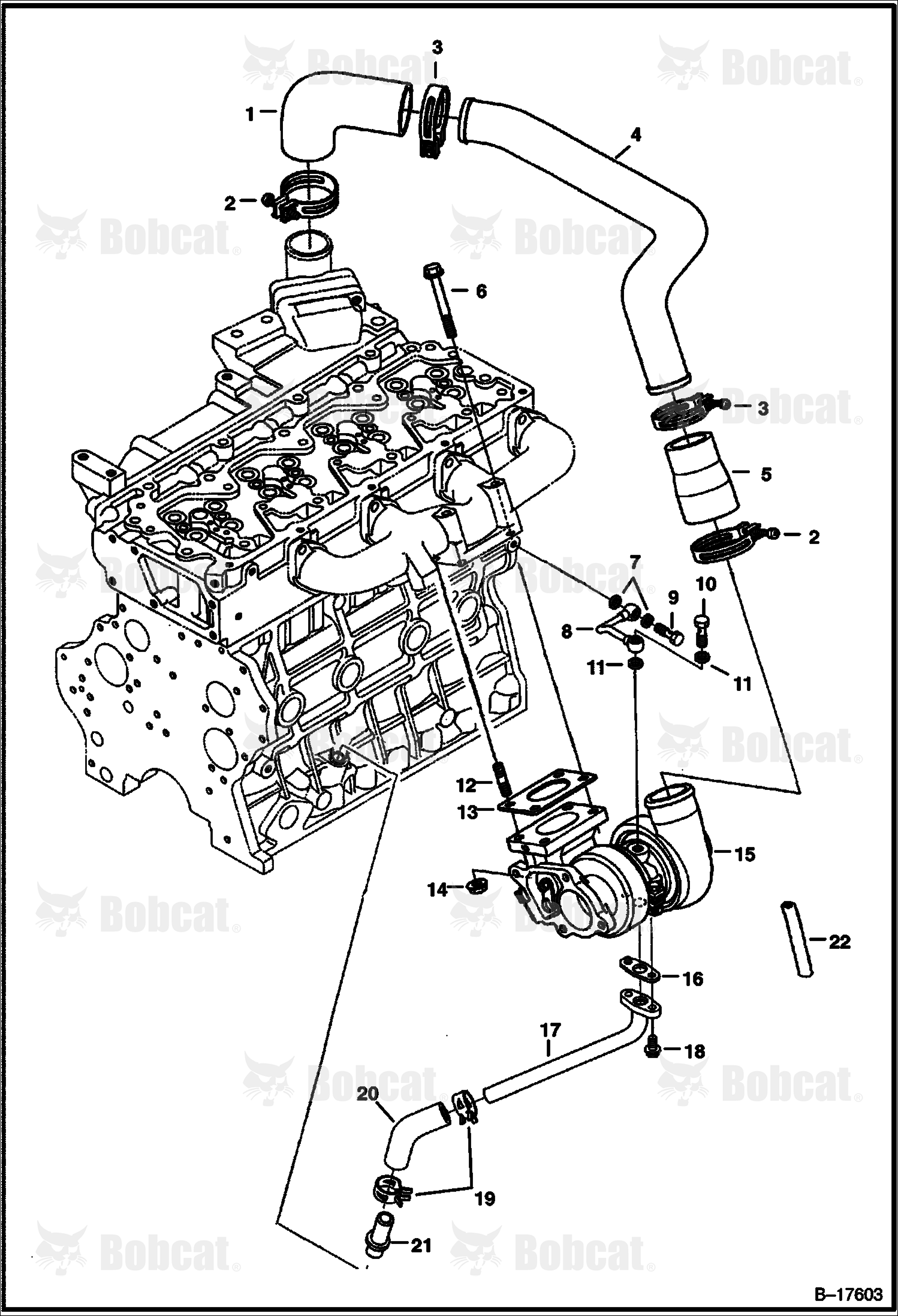 Turbocharger (V3300 DI T Kubota) (Tier I) 521311001 & Above, 521411001 & Above, 521511001 & Above, 521611001 & Above