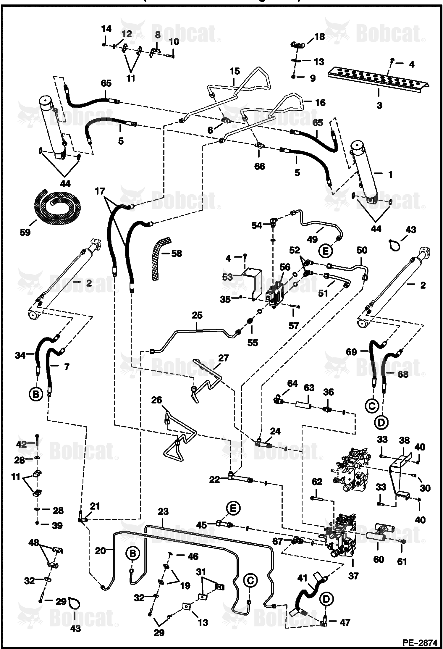 Hydraulic Circuitry (W/Bucket Positioning Valve)  527513000 & Above, 527613000 & Above