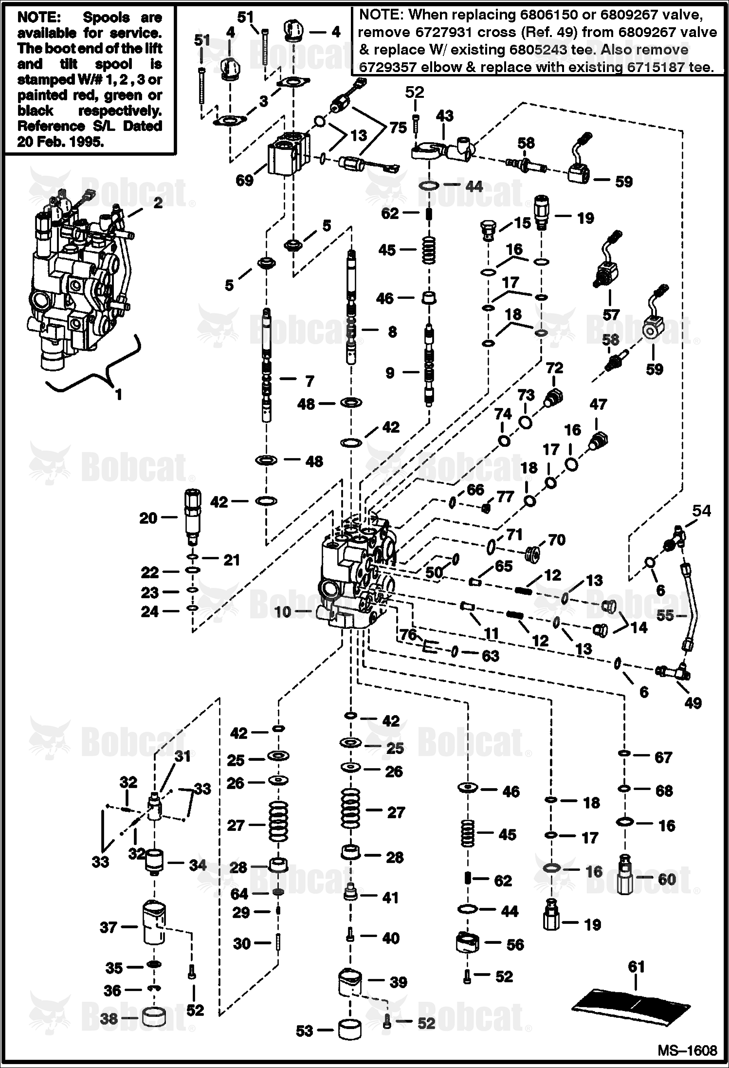 Hydraulic Control Valve (Spool Lock) (W/ BICS Control Valve) 514450006 & Below, 514541082 & Below, 514641202 & Below