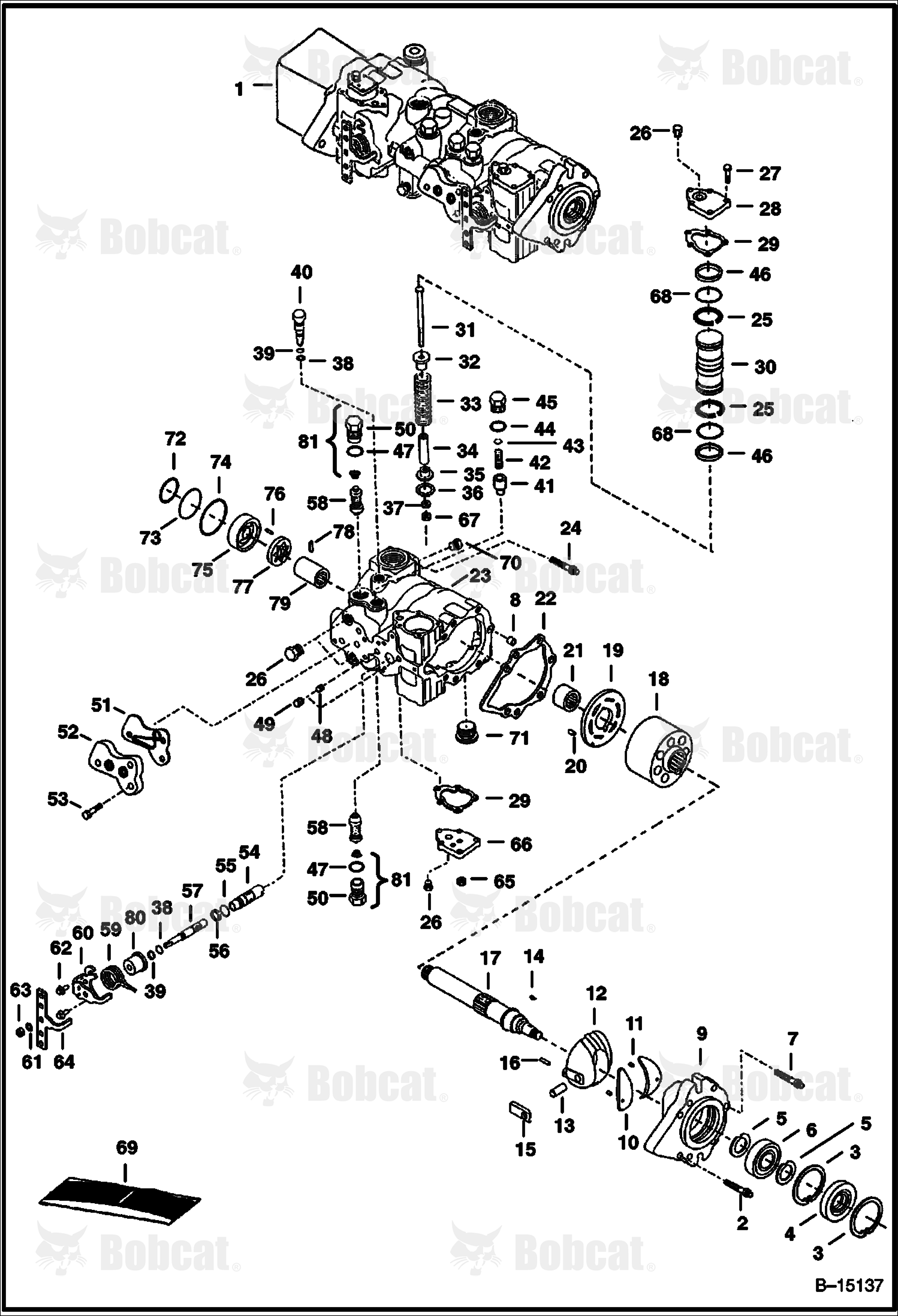 Hydrostatic Pump (M46 - Servo Assisted Steering)(Left Half) 514411001 - 514418294, 514418296 - 514418705, 514418711 - 514418884, 514418887 - 514418904, 514511001 - 514520063, 514611001 - 514620146