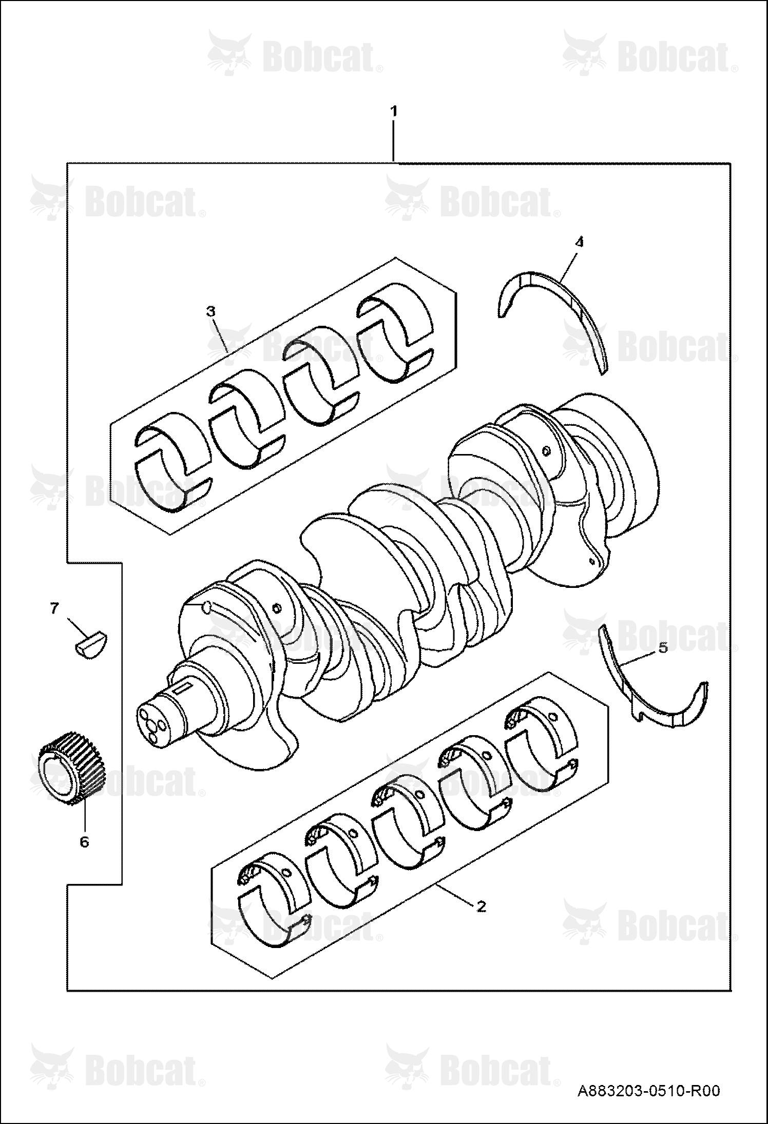 Crank SHAFT,MAIN and Big End Bearings (Undersize Main Bearings)