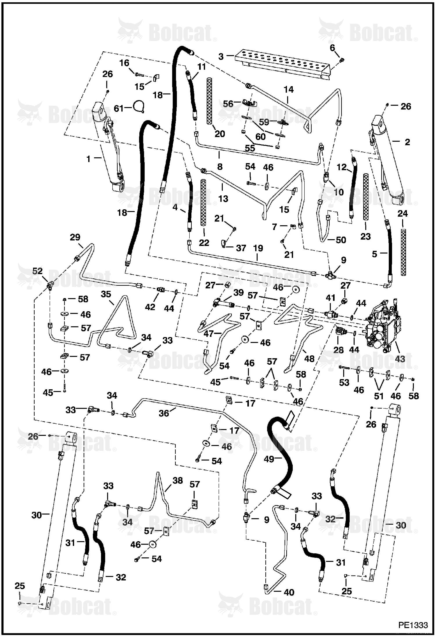 Hydraulic Circuitry (W/O Bucket Positioning Valve) 514147759 & Above, 514241034 & Above, 517912083 & Above