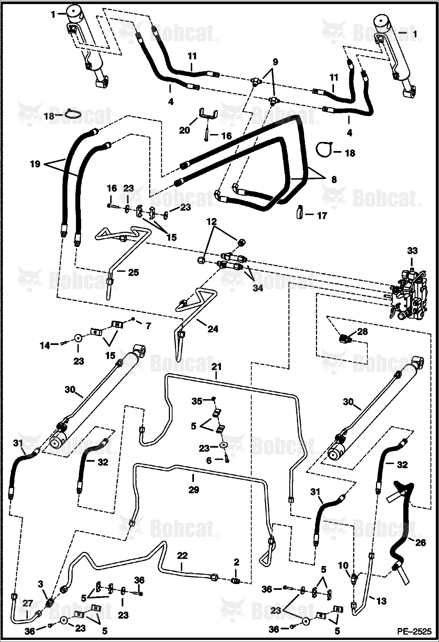 Hydraulic Circuitry (W/O Bucket Positioning Valve) 526214000 & Above, 526312000 & Above