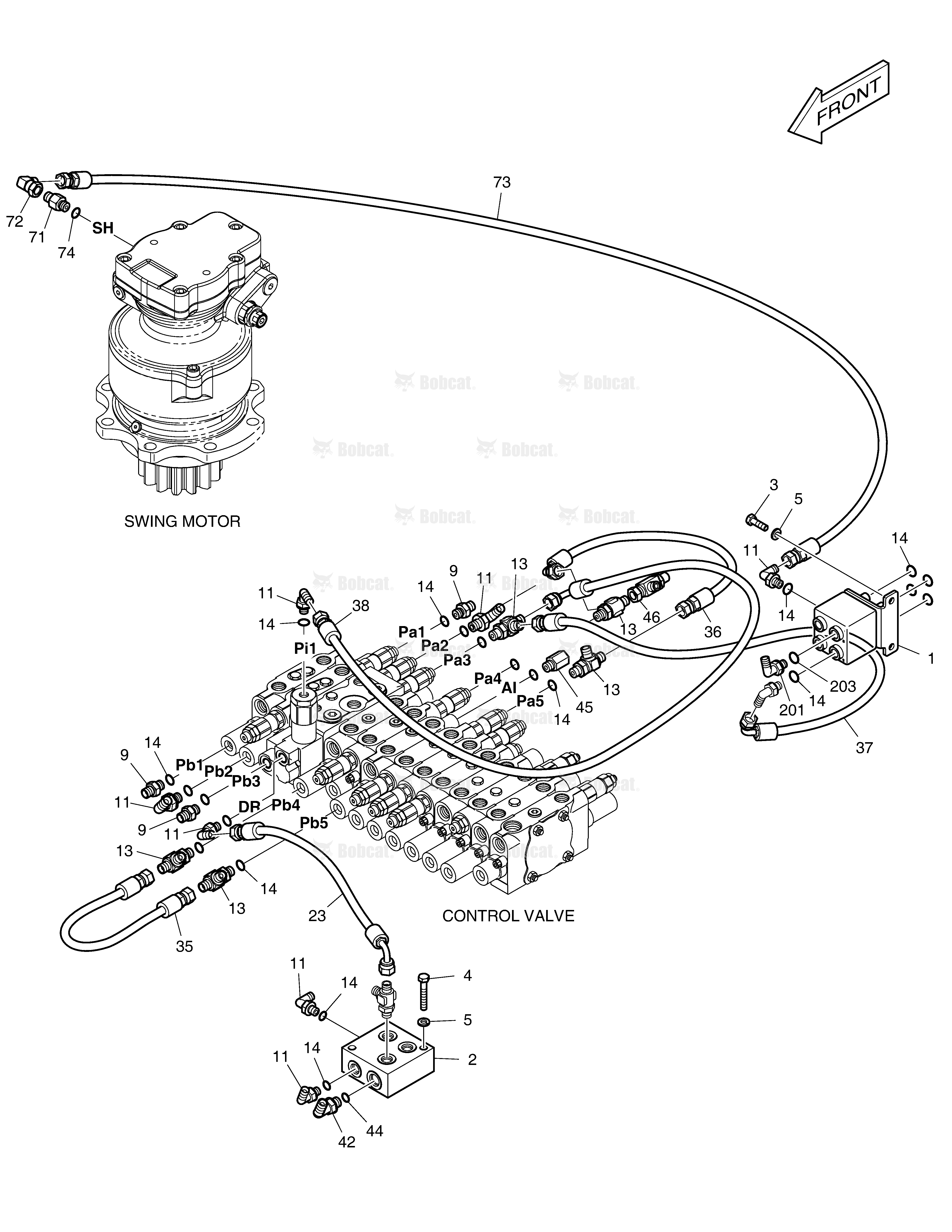 Hydraulic Pilot Circuitry (Slew Motor, Shuttle Valve) (M Type) AEFB11084 & Above