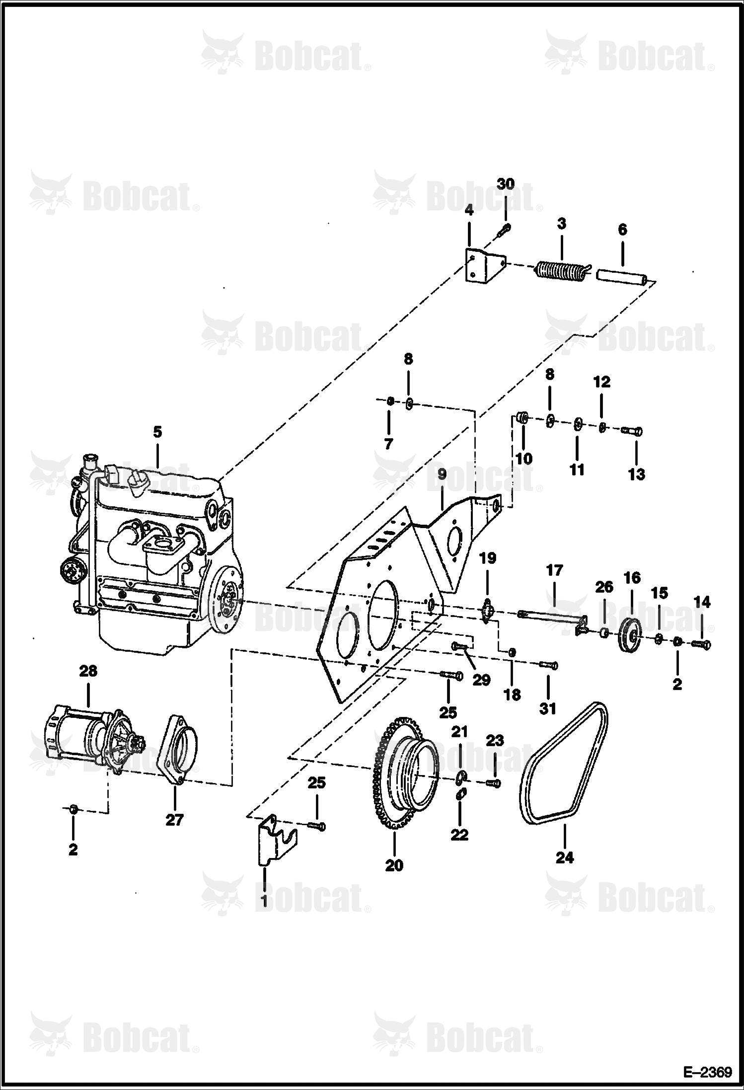 Engine & Attaching Parts (Belt Drive, Hyd.)  515011001 & Above, 515111001 & Above