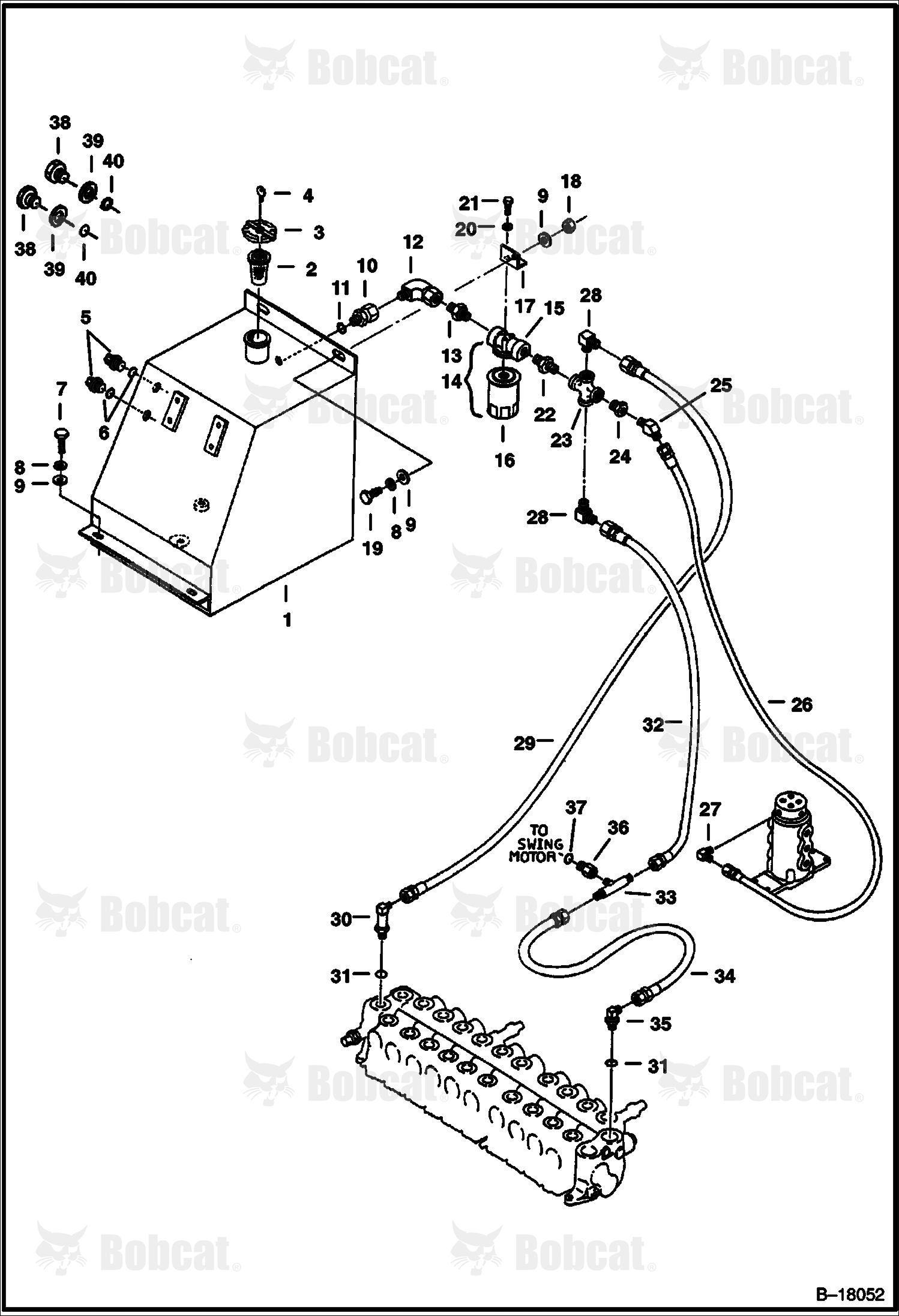 Hydraulic CIRCUITRY, Tank & Filter (Valve to Tank) 508211309 & Above