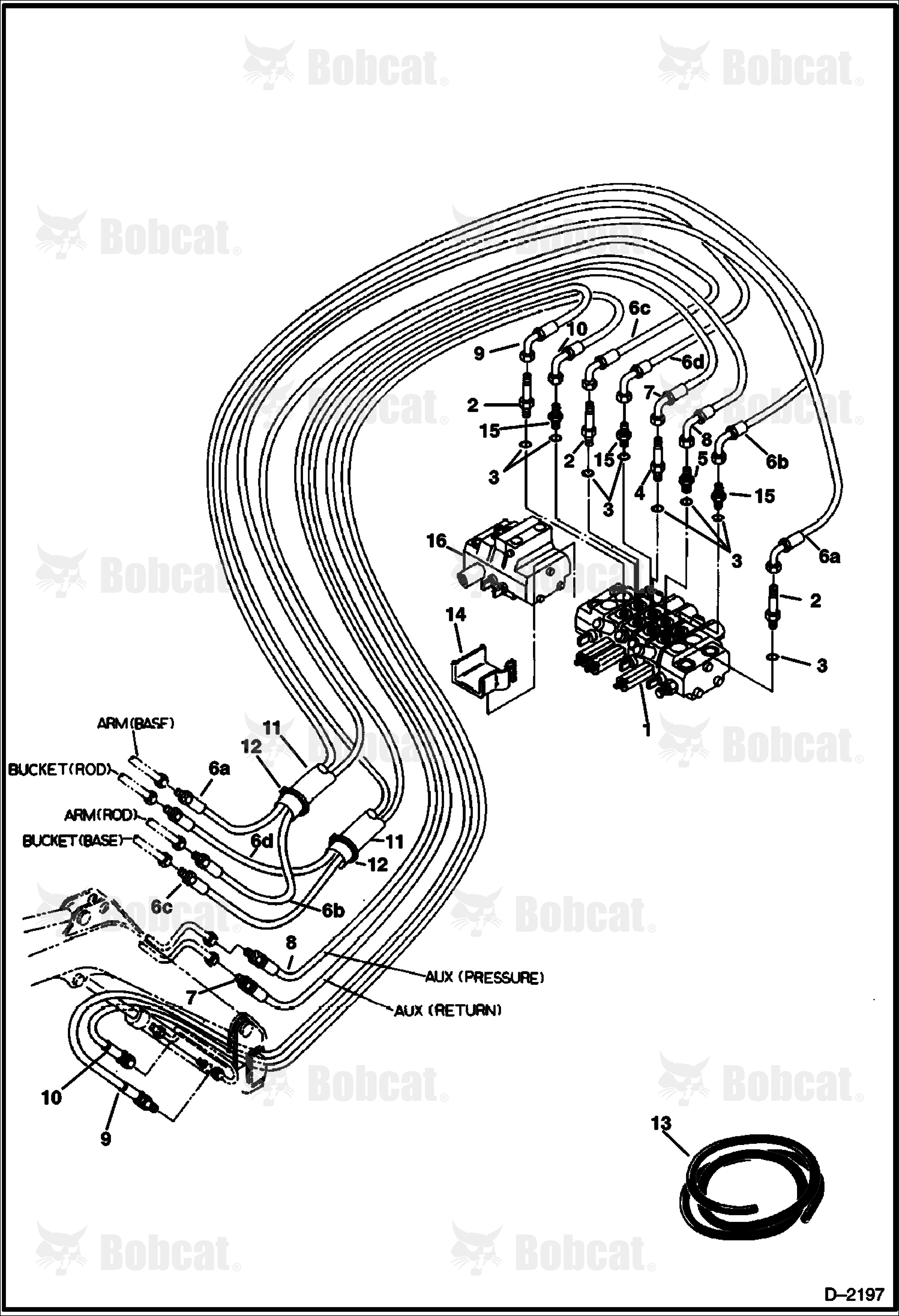 Hydraulic Circuitry (Valve to Arm to Boom to Bucket to Auxiliary)