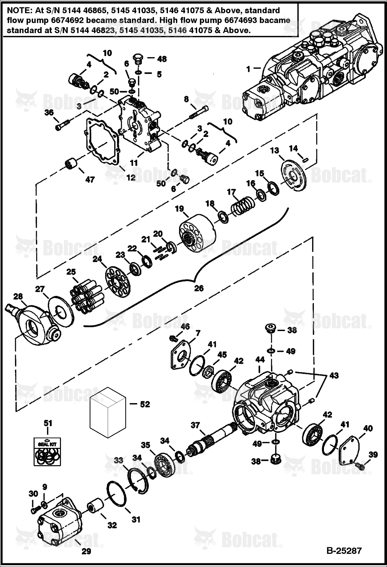 Hydrostatic Pump (M44 - Non-Servo Assisted Steering) (Right Half) 514446865 & Above, 514541035 & Above, 514641075 & Above