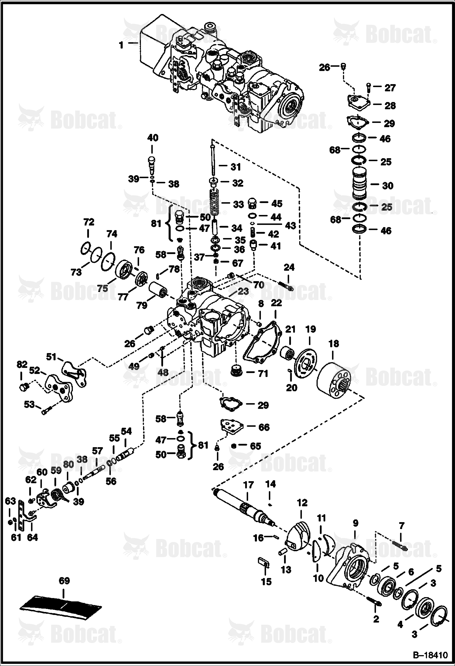 Hydrostatic Pump (M46 - Servo Assisted Steering) (Left Half) 514425001 & Above, 514525001 & Above, 514625001 & Above