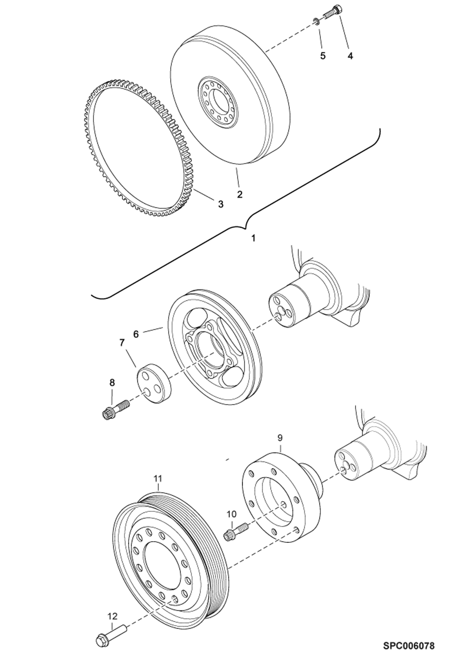 Flywheel and Drive Pulley