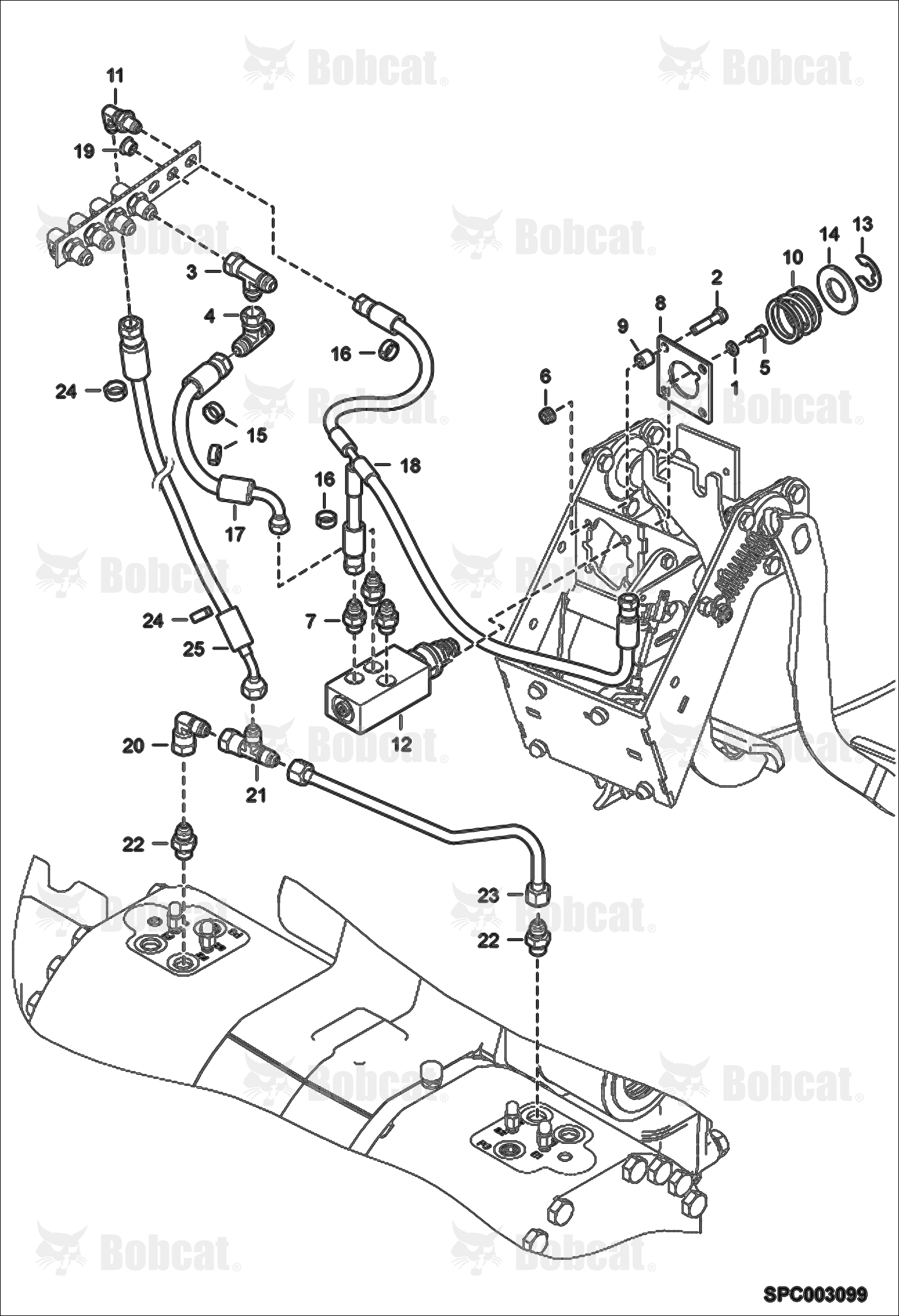 Hydraulic Circuitry (Service Brake)  AC1C11001 - AC1C15074, AC1D11001 & Above