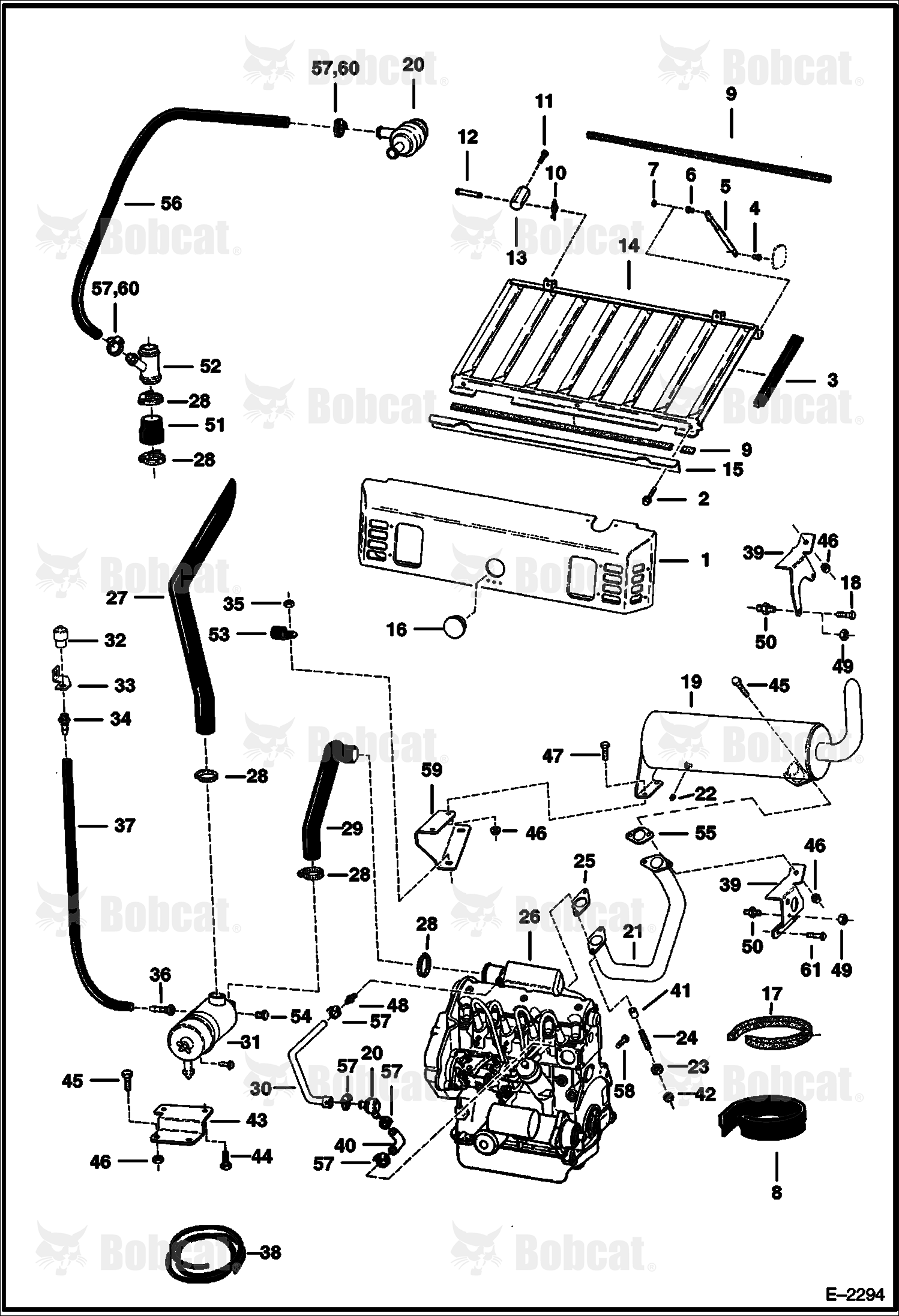 Engine & Attaching Parts (Air Cleaner, Muffler & Grill)