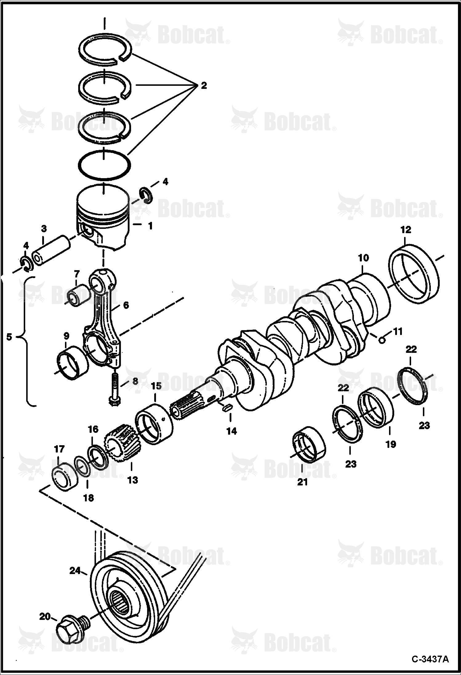 Piston & Crankshaft (Kubota D722-E2B-BC-1)