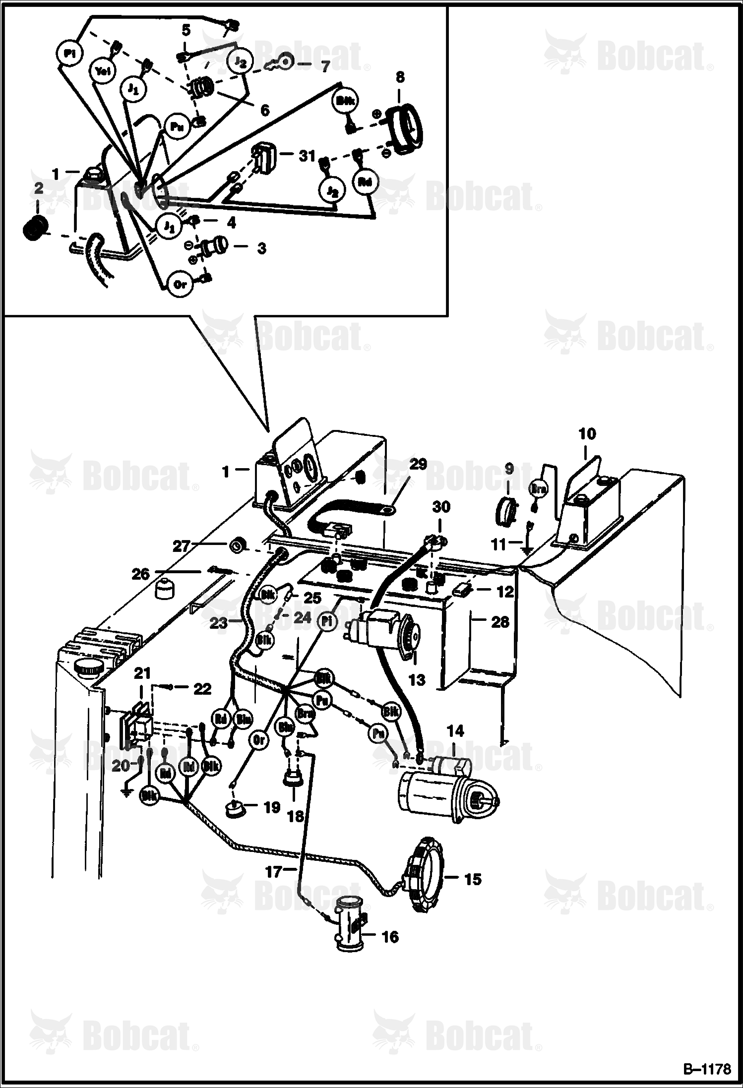 Main Frame Electrical Circuitry (M-500 Gasoline) 100142807 & Above