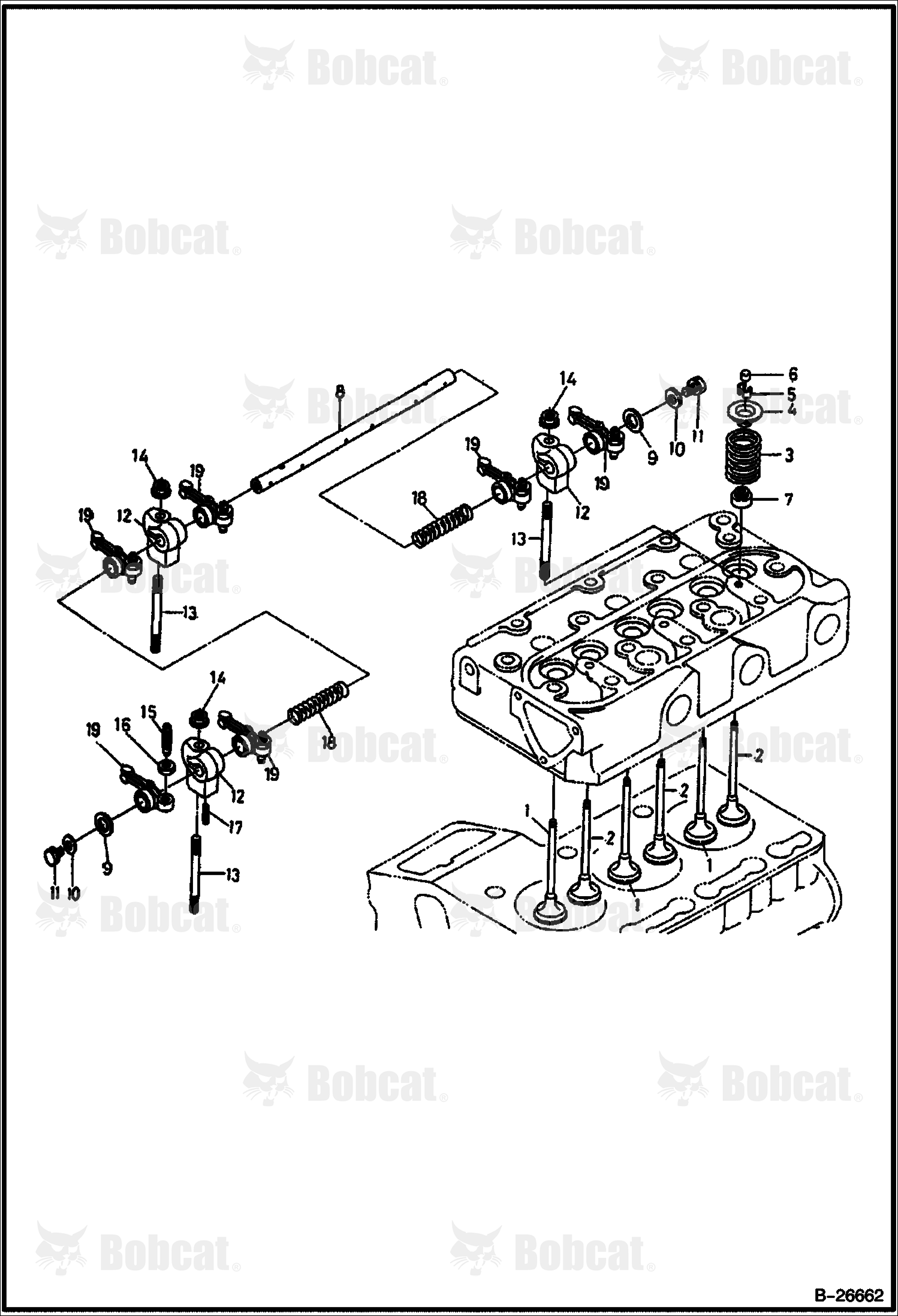 Rocker Arm & Valves (Kubota D722)
