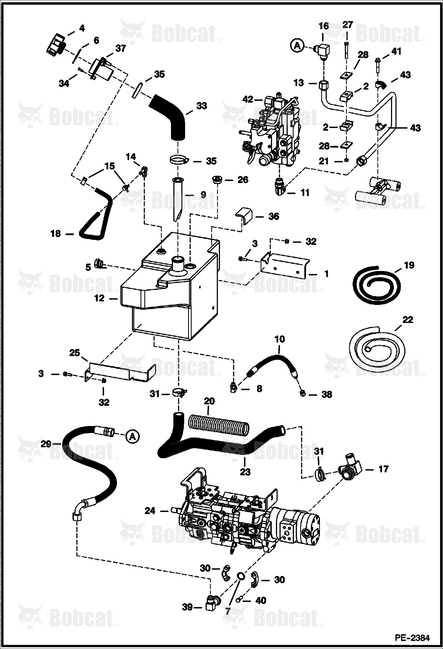 Hydrostatic Circuitry (W/Tank) (Manual Controls) (D-Series Valve) 526214000 & Above, 526312000 & Above
