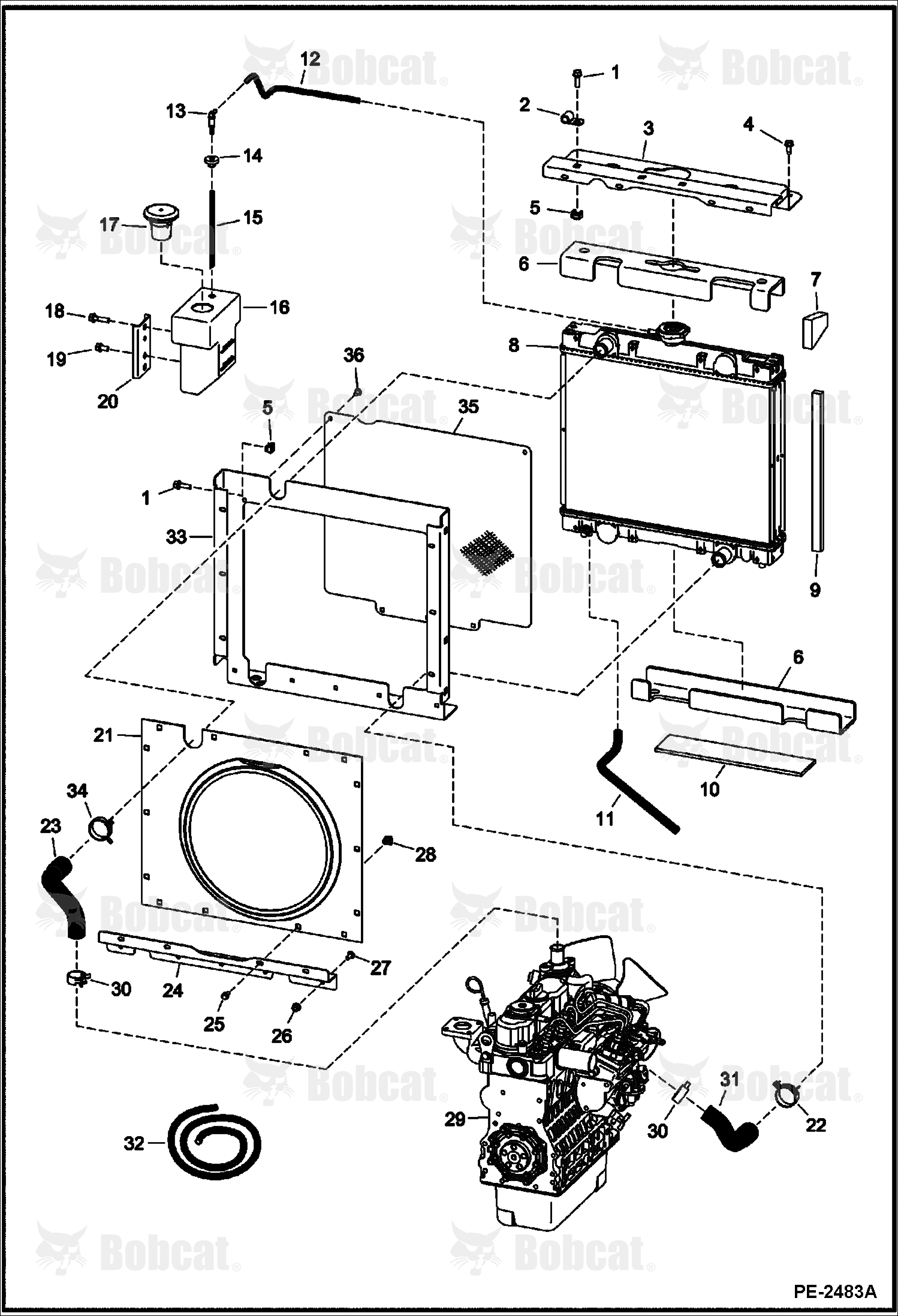 Engine & Attaching Parts (Cooling Group) (Kubota - D902-E3B-BC-1)(Tier IV Replacement)