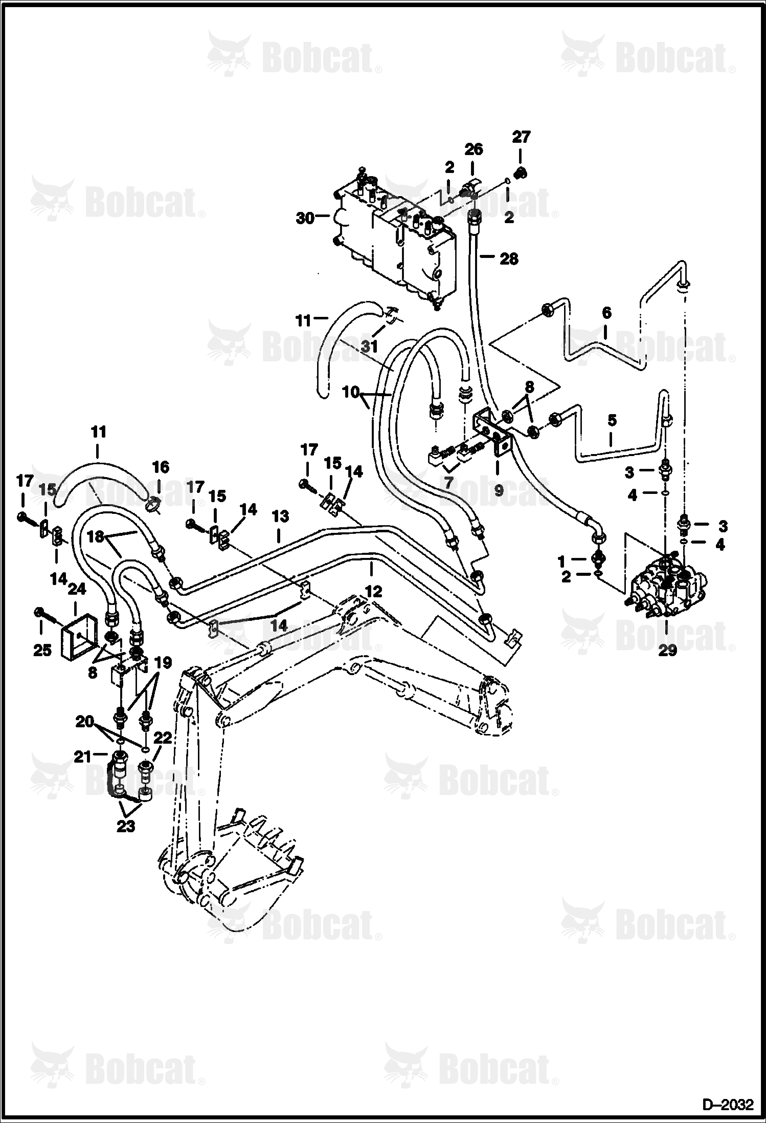 Hydraulic Circuitry (Valve to Auxiliary) (ISO Control Pattern)