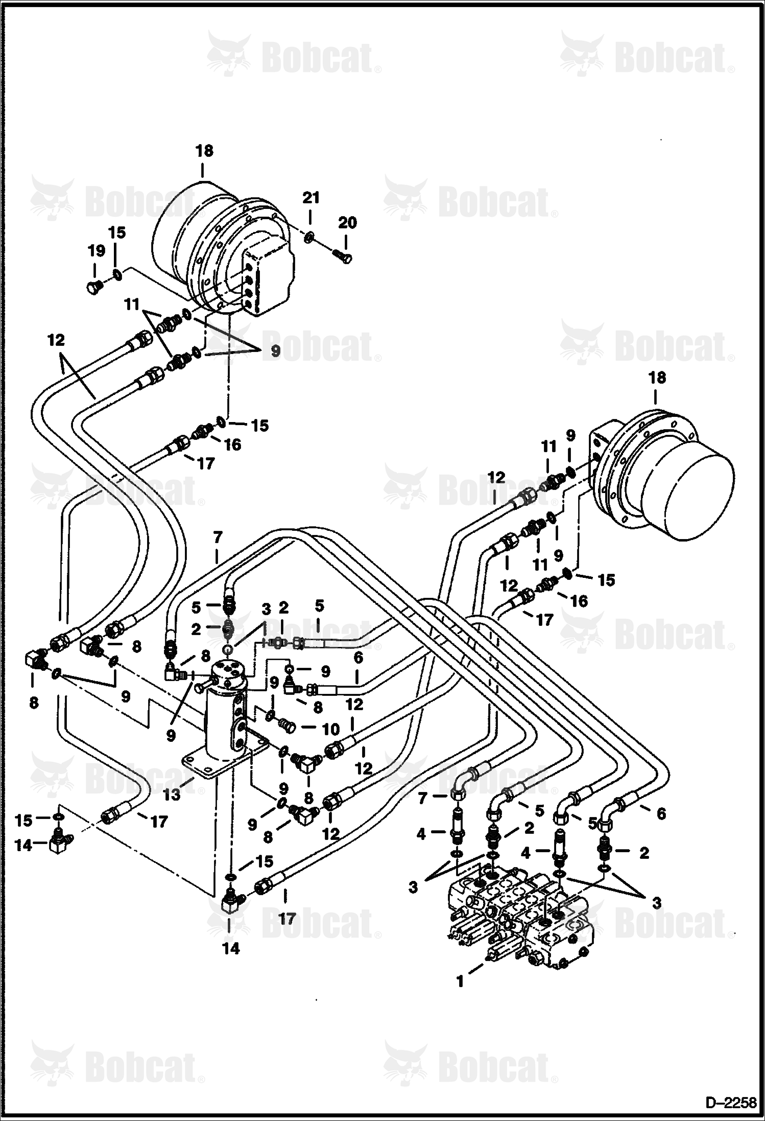Hydraulic Circuitry (W/Swivel Joint 6800524) (Valve to Swivel Joint to Travel Motor)