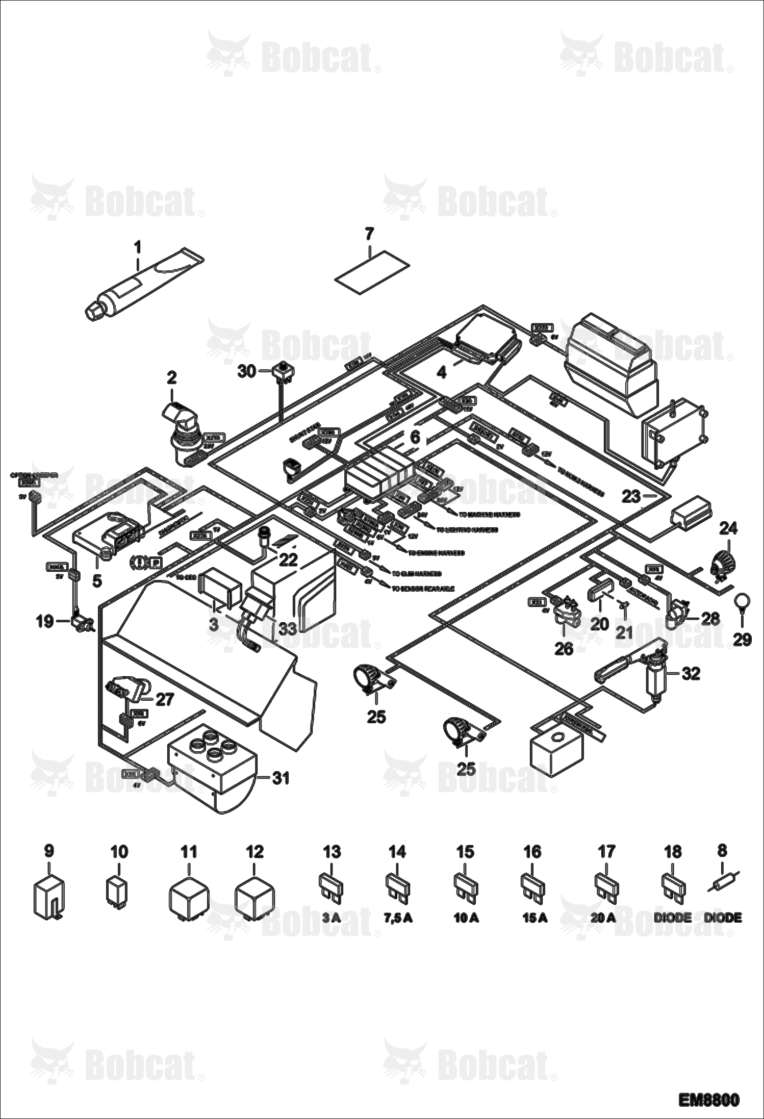 Electrical Circuit CAB A8HD13000 & Above, A8GW13000 & Above, A8GT13000 & Above