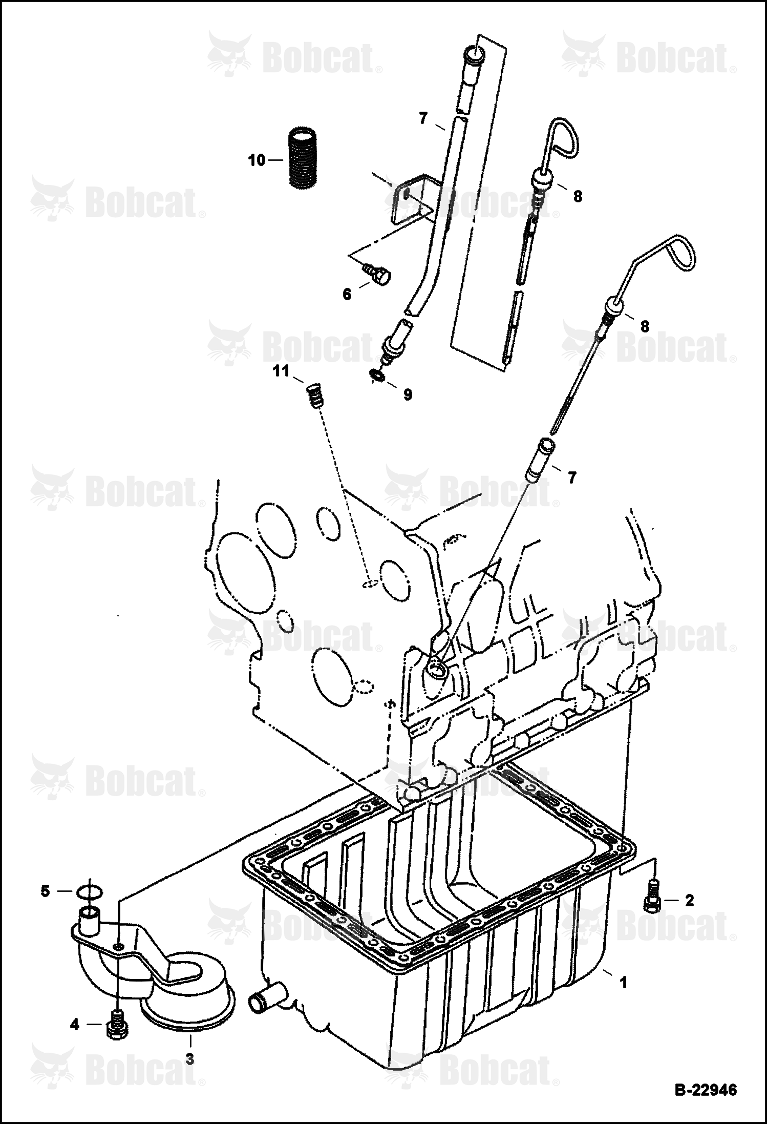 Oil Pan (Kubota D1105 Tier II) 528011001 & Above, 528111001 & Above, 539111001 & Above, 539411001 & Above