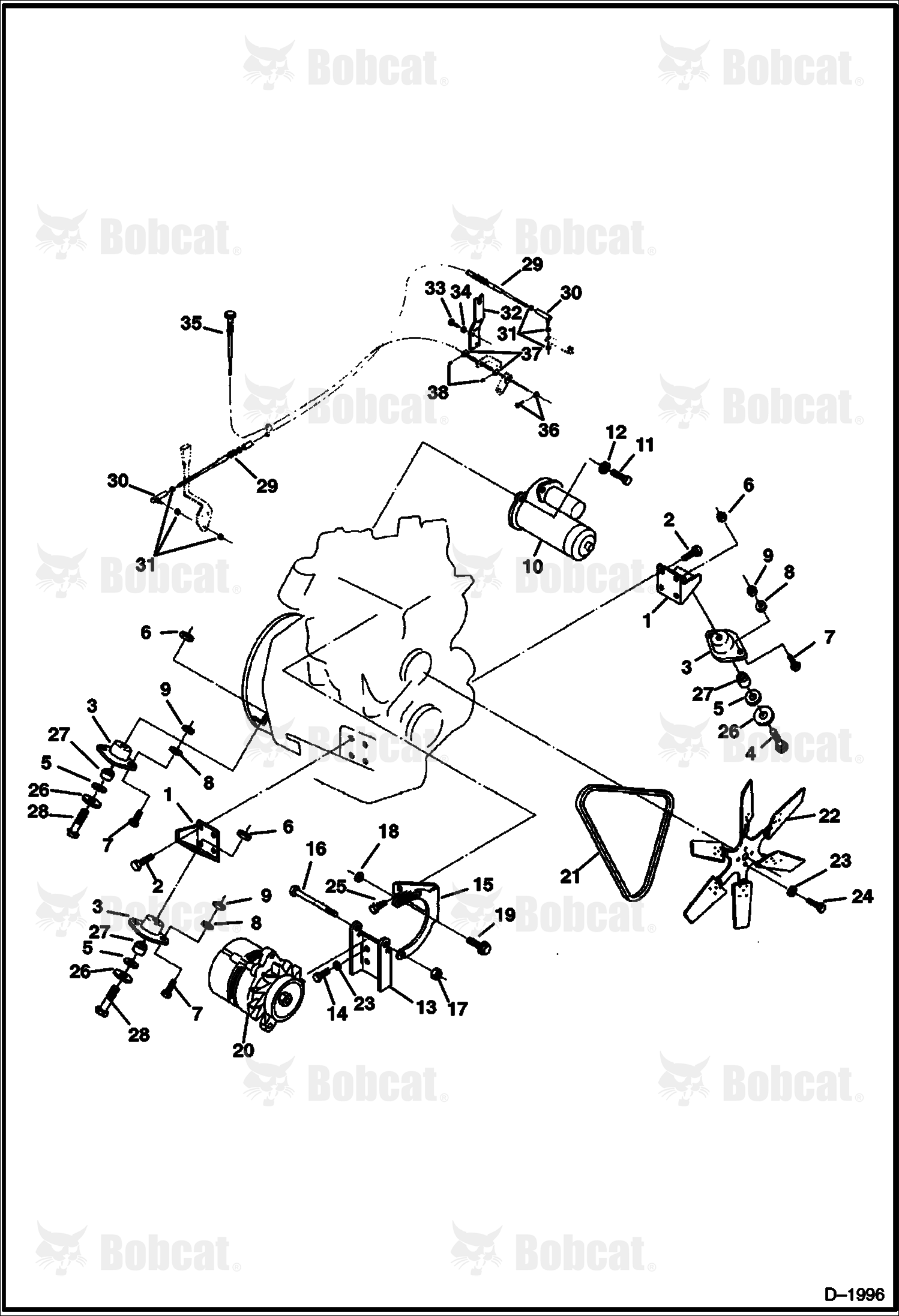 ENGINE, STARTER, Alternator & Fan Mounting