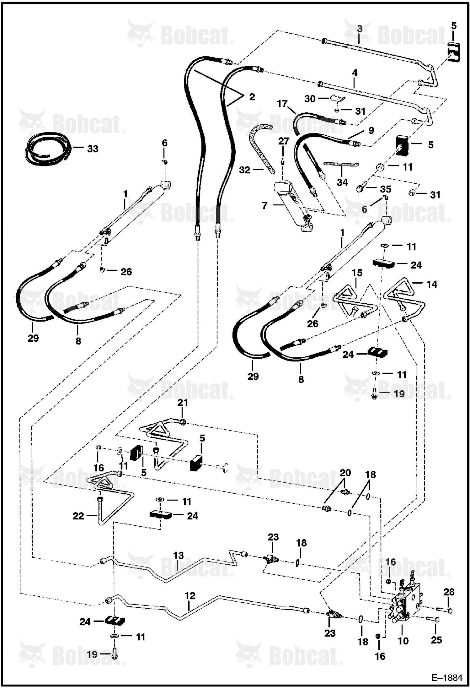 Hydraulic Circuitry (W/O Bucket Positioning Valve) 508620307 & Below