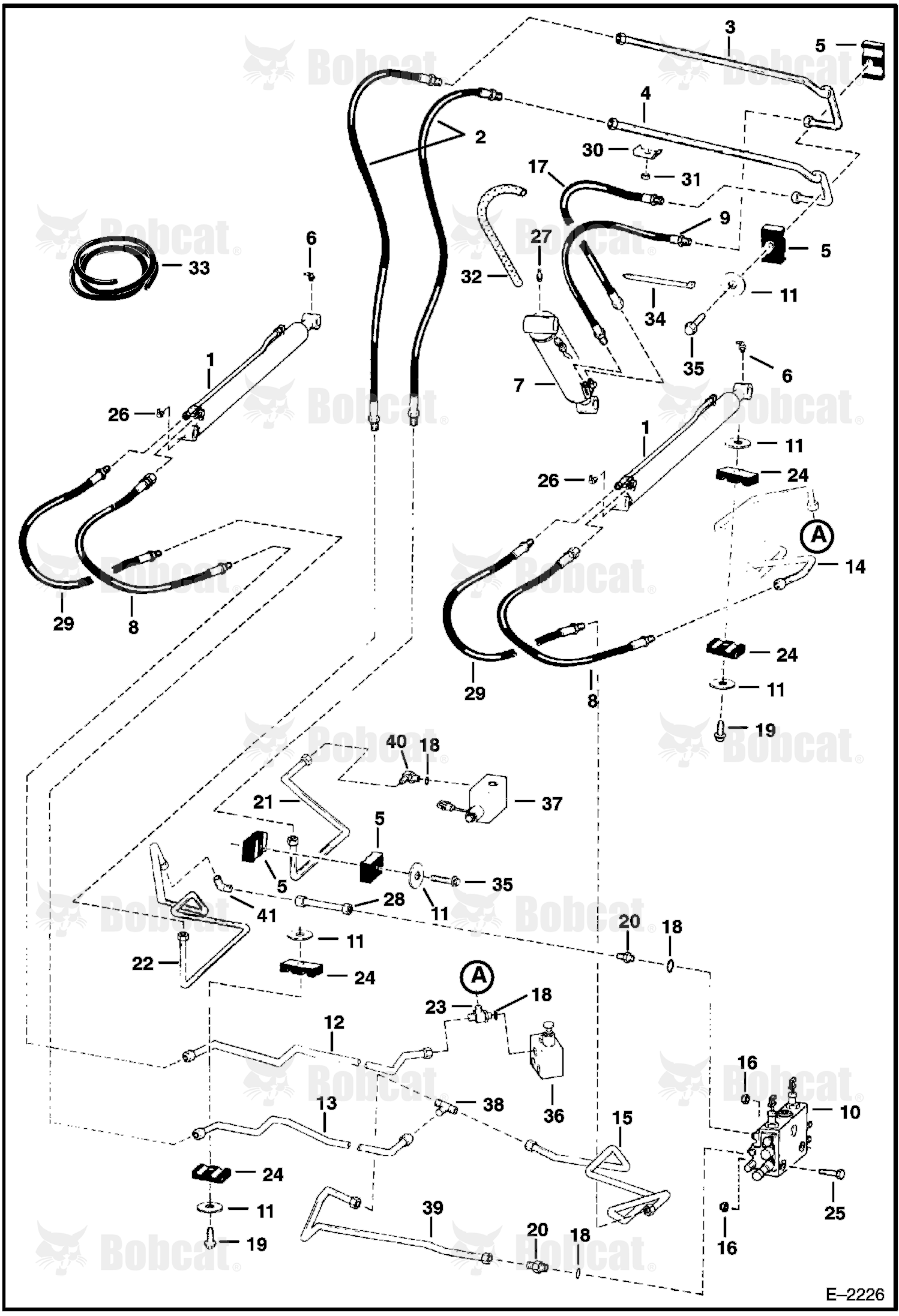 Hydraulic Circuitry (W/O Bucket Positioning Valve) 512727420 & Below, 508694508 & Below
