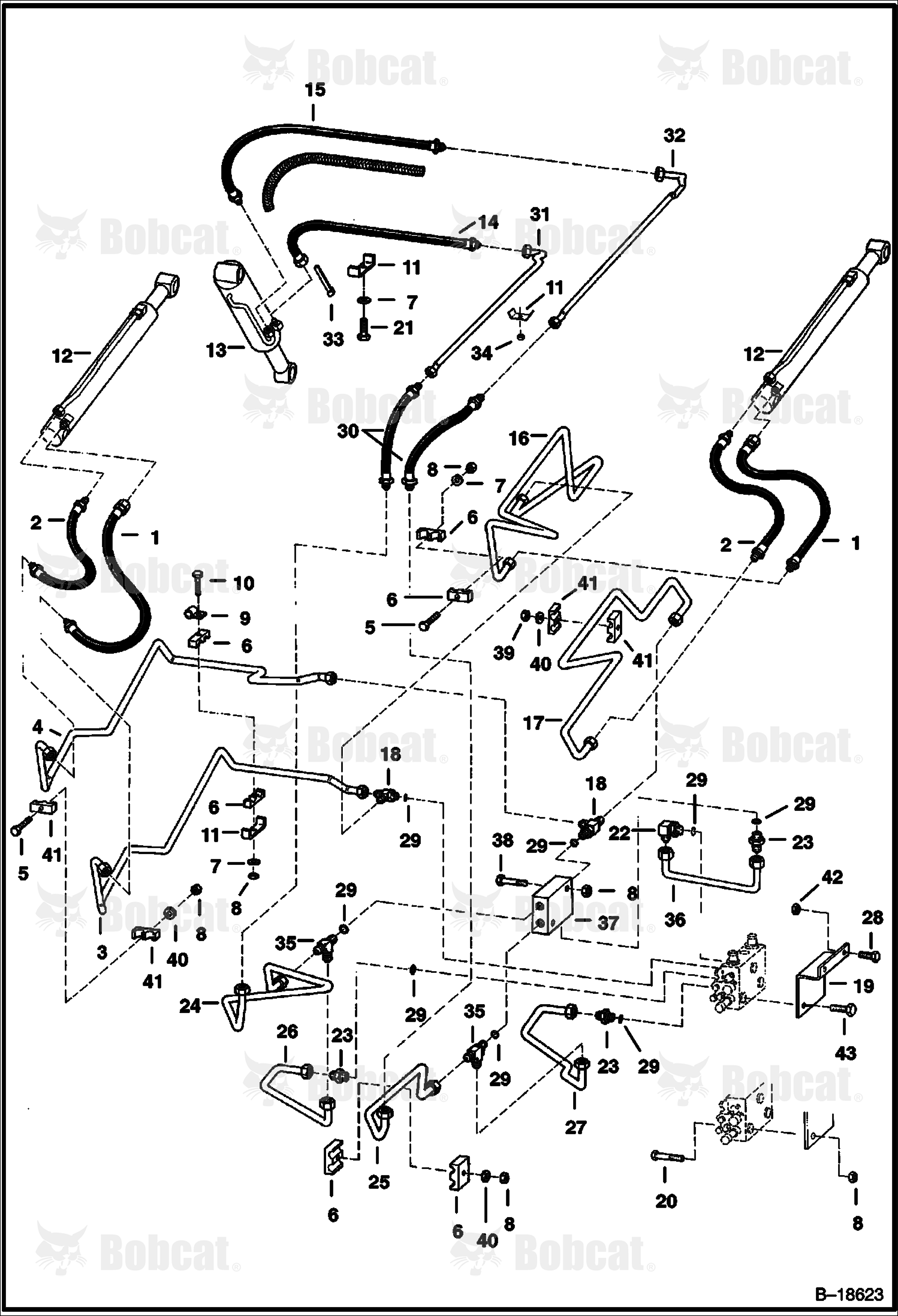 Hydraulic Circuitry (W/ Bucket Positioning Valve) 514428655 & Below, 514525336 & Below, 514625377 & Below