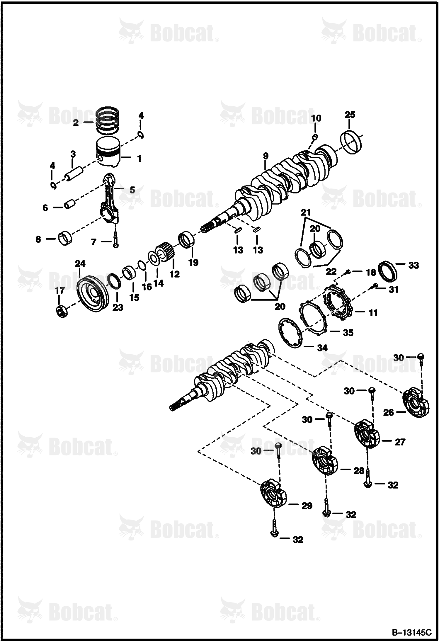 Piston & Crankshaft (Kubota - V2003-T-2EB - Tier II Replacement)
