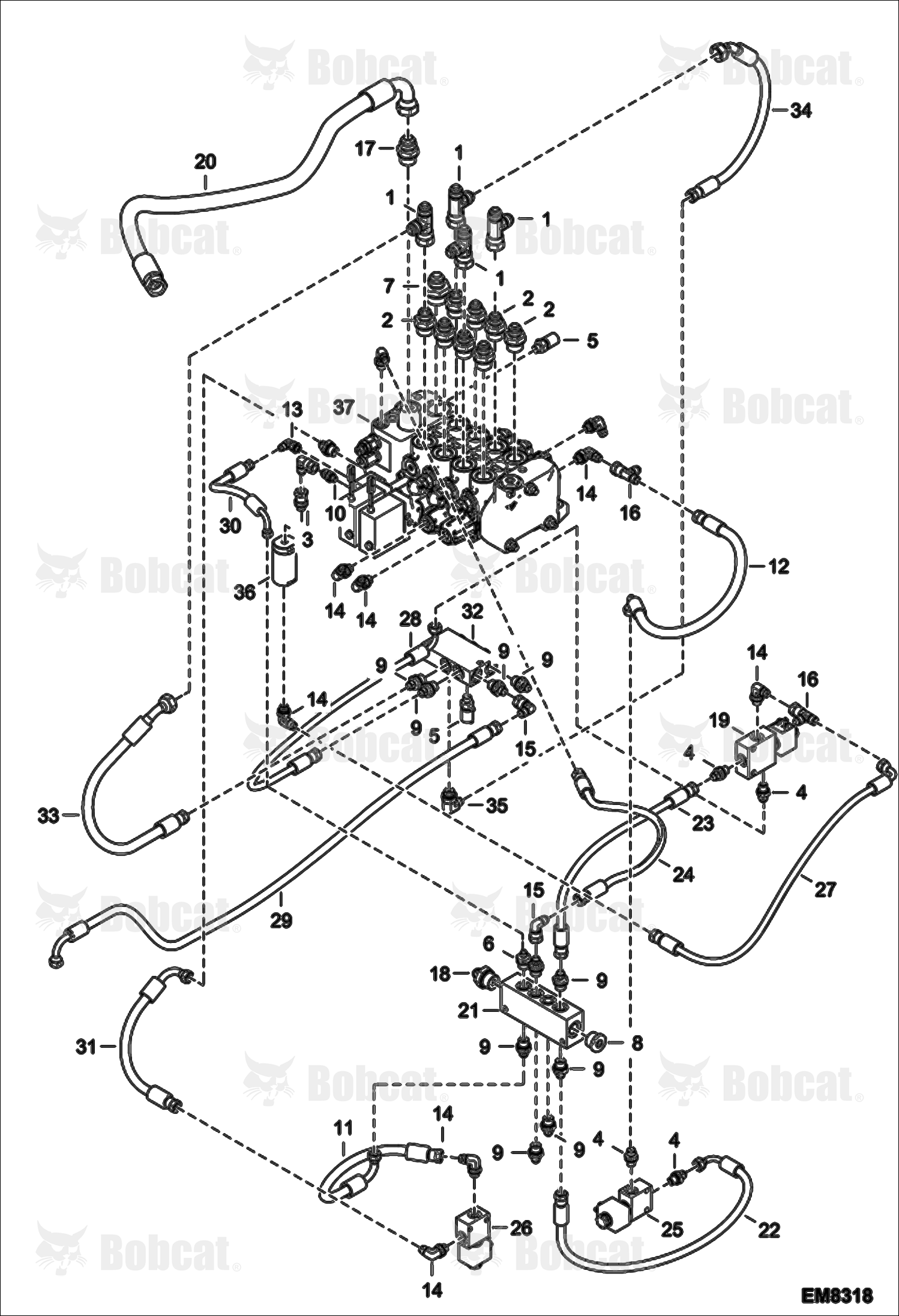 Hydraulic Control Valve Installation A8GJ15000 & Above, A8GV15000 & Above