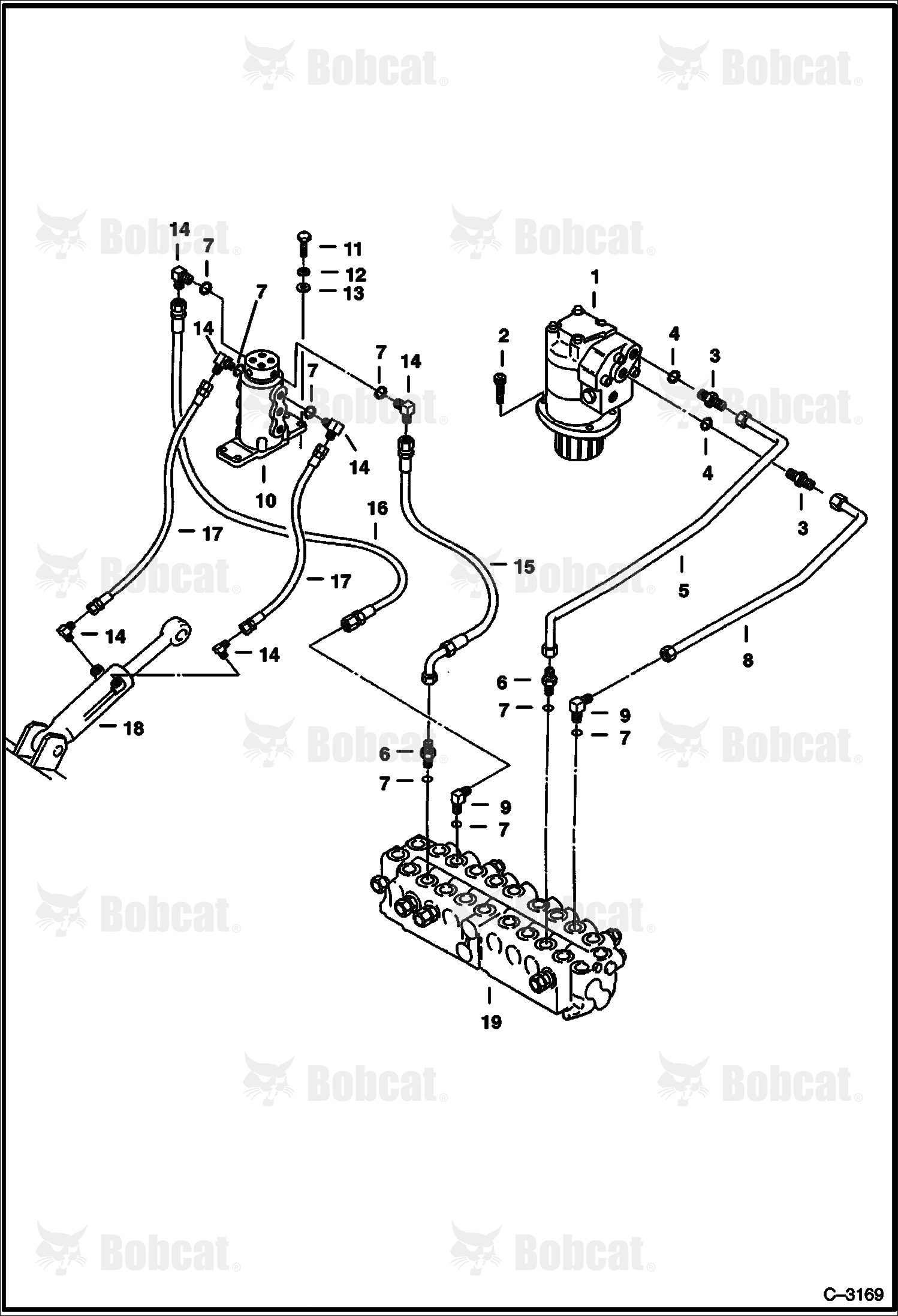 Hydraulic Circuitry (Valve to Blade Cylinder & Swing Motor)
