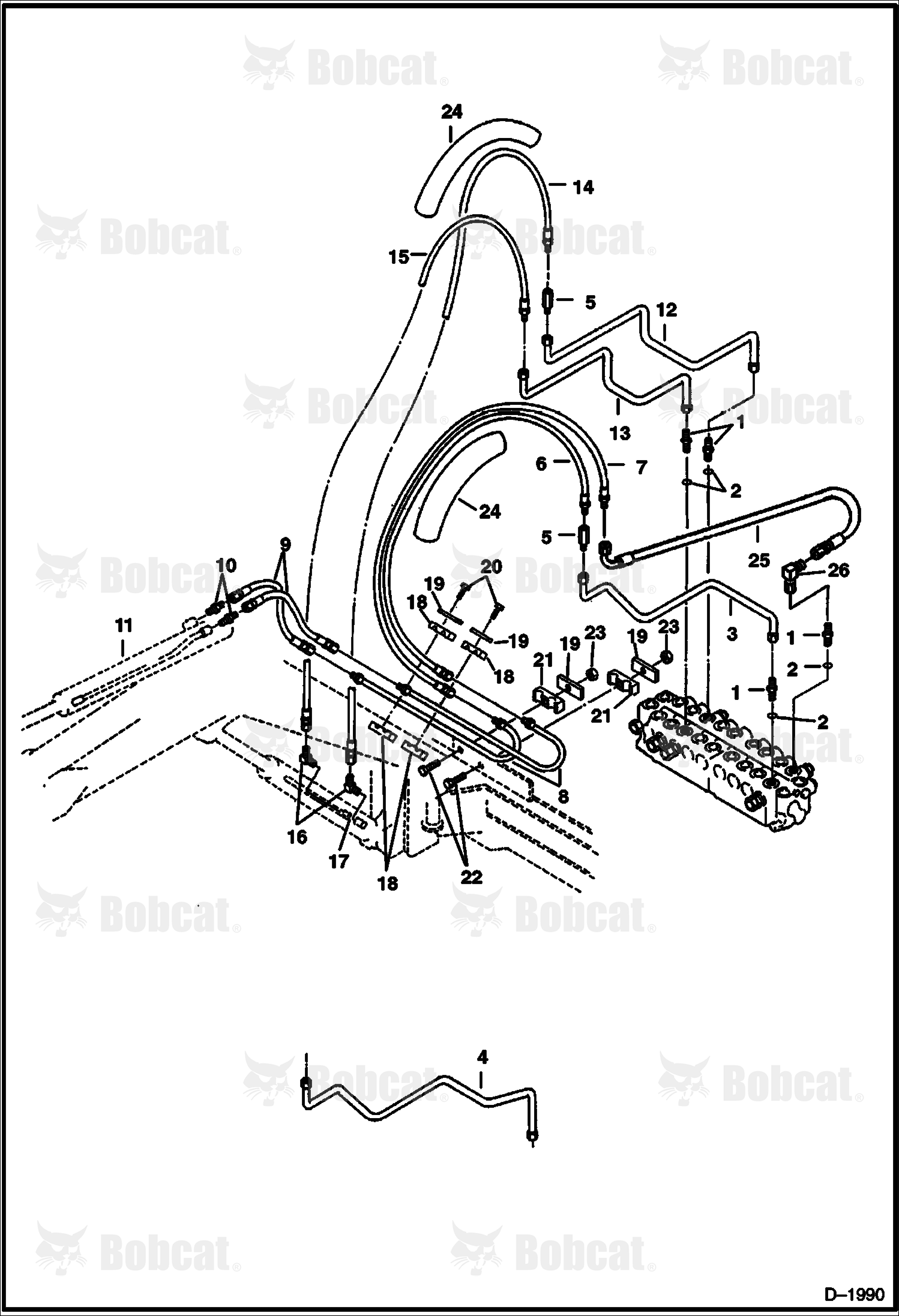 Hydraulic Circuitry (Valve to Arm & Boom Cylinder)
